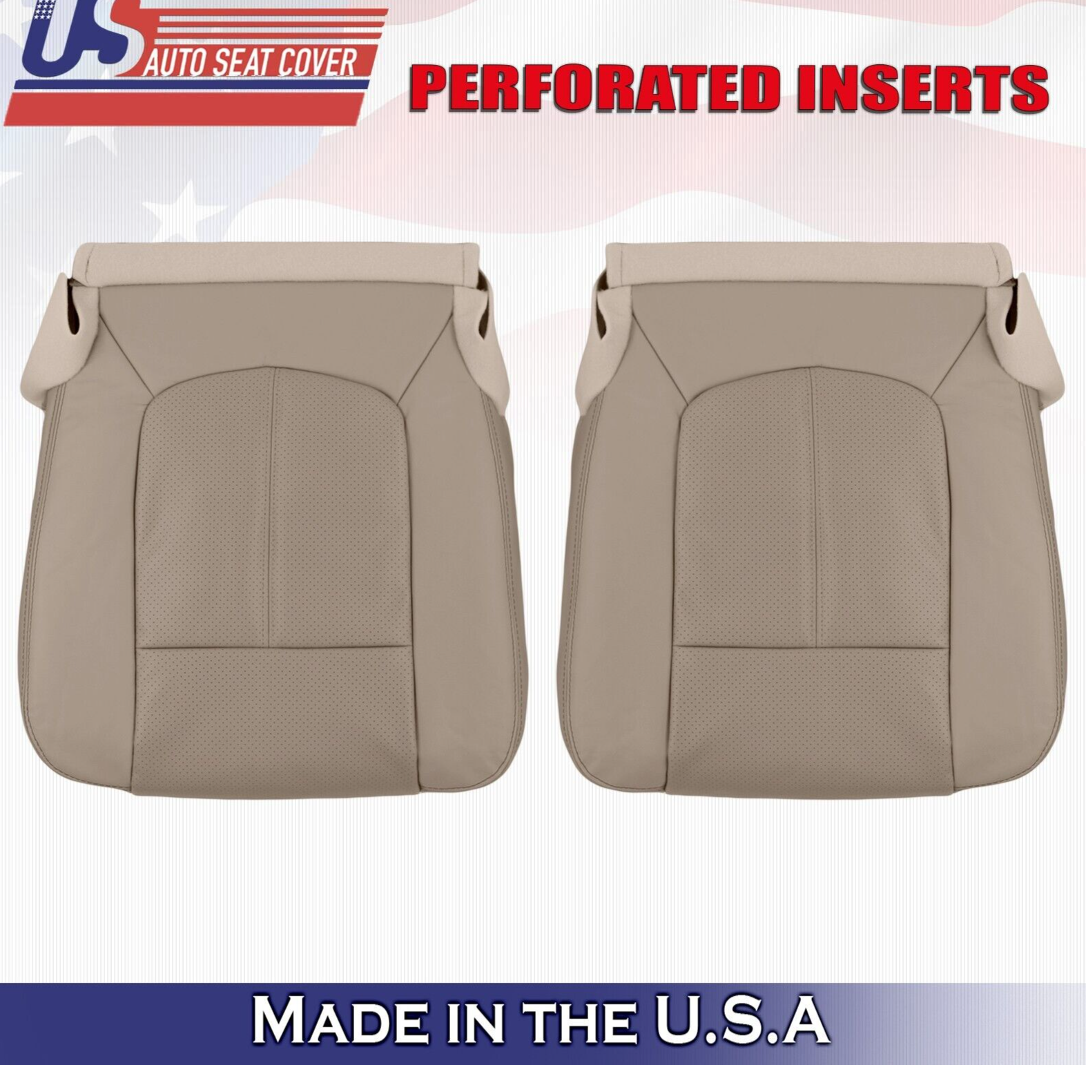2015 2016 For Ford F250 F350 Lariat Driver & Passenger Bottom Leather Covers Tan