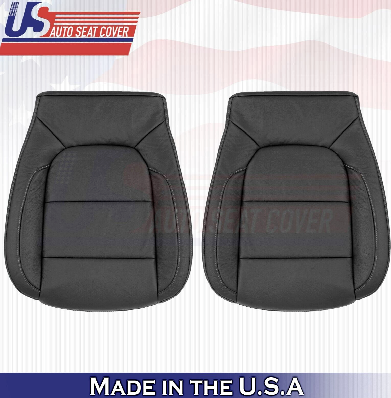 2022 For Chevy Silverado 1500 WT Driver & Passenger Bottom Leather Covers Black