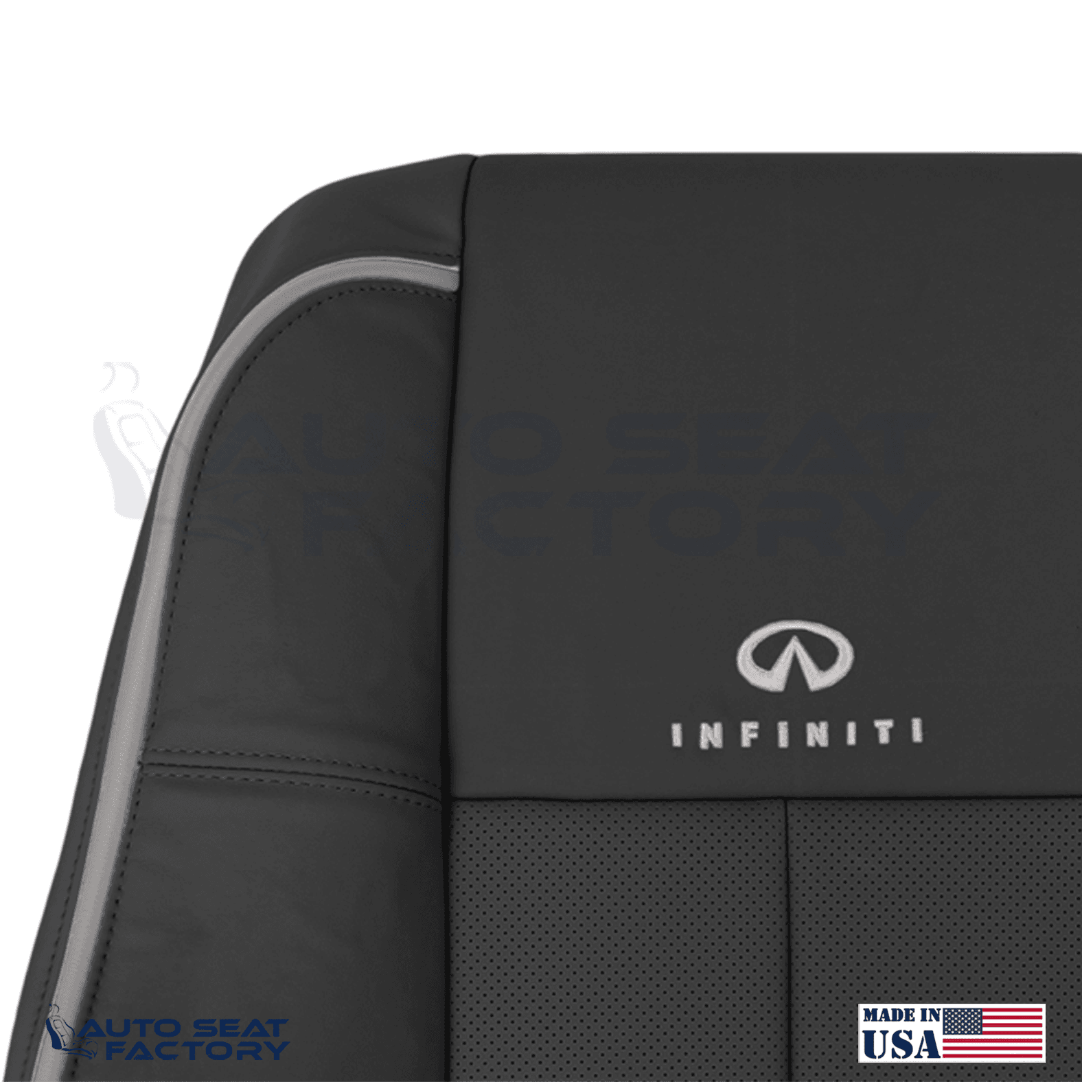 Fits 2006 -2010 Infiniti M45 M35 PASSENGER Top Black Leather Seat Cover, Perf.