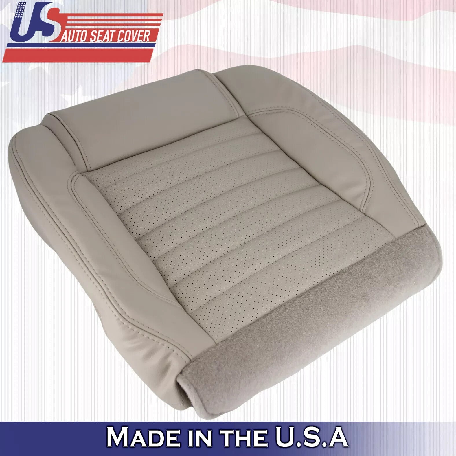 2010 to 2014 Fits Ford Mustang GT Passenger Top&Bottom Synth Leather Cover Stone