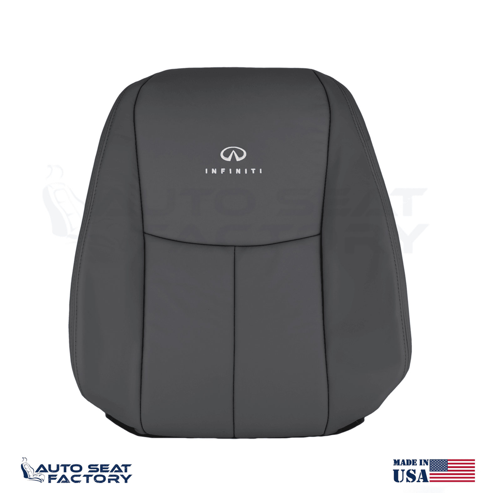 2014 - 2020 Fits Infiniti Q50 PASSENGER Top Black Vinyl SOLID Seat Cover