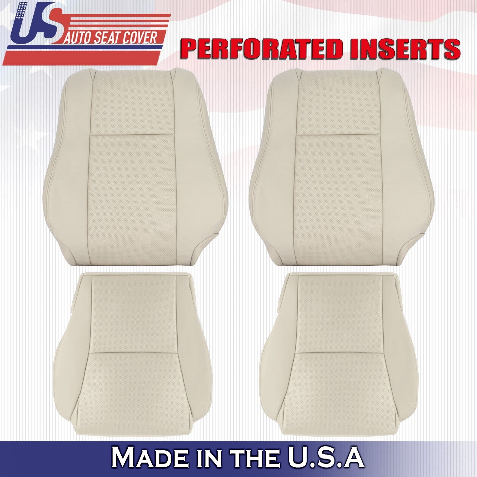 2004 to 2008 For Toyota Solara Driver Passenger Bottom & Top Leather Covers Tan