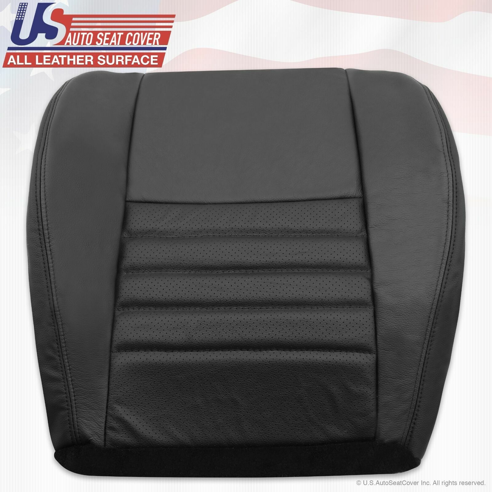 1999 2000 2001 Ford Mustang Driver Bottom Perforated Leather Seat Cover BLACK