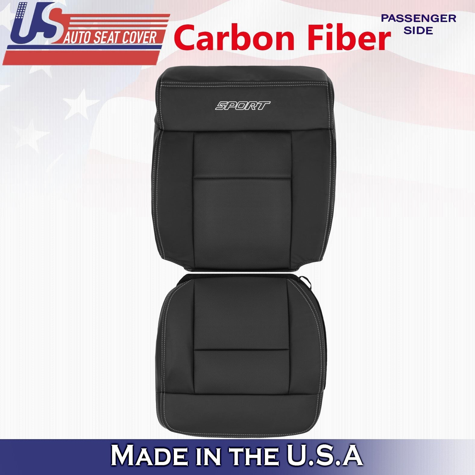 2004 to 2008 Fits Ford F150 Front Passenger Bottom & Top Leather Seat Covers BLK