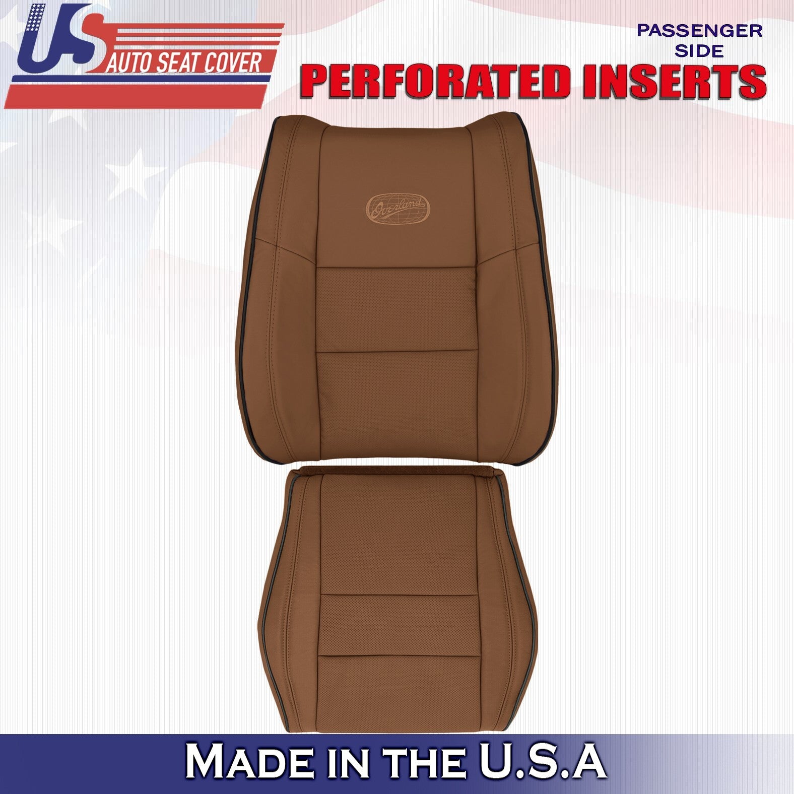 2011 For Jeep Grand Cherokee OVERLAND Passenger Top Bottom Leather Covers Brown