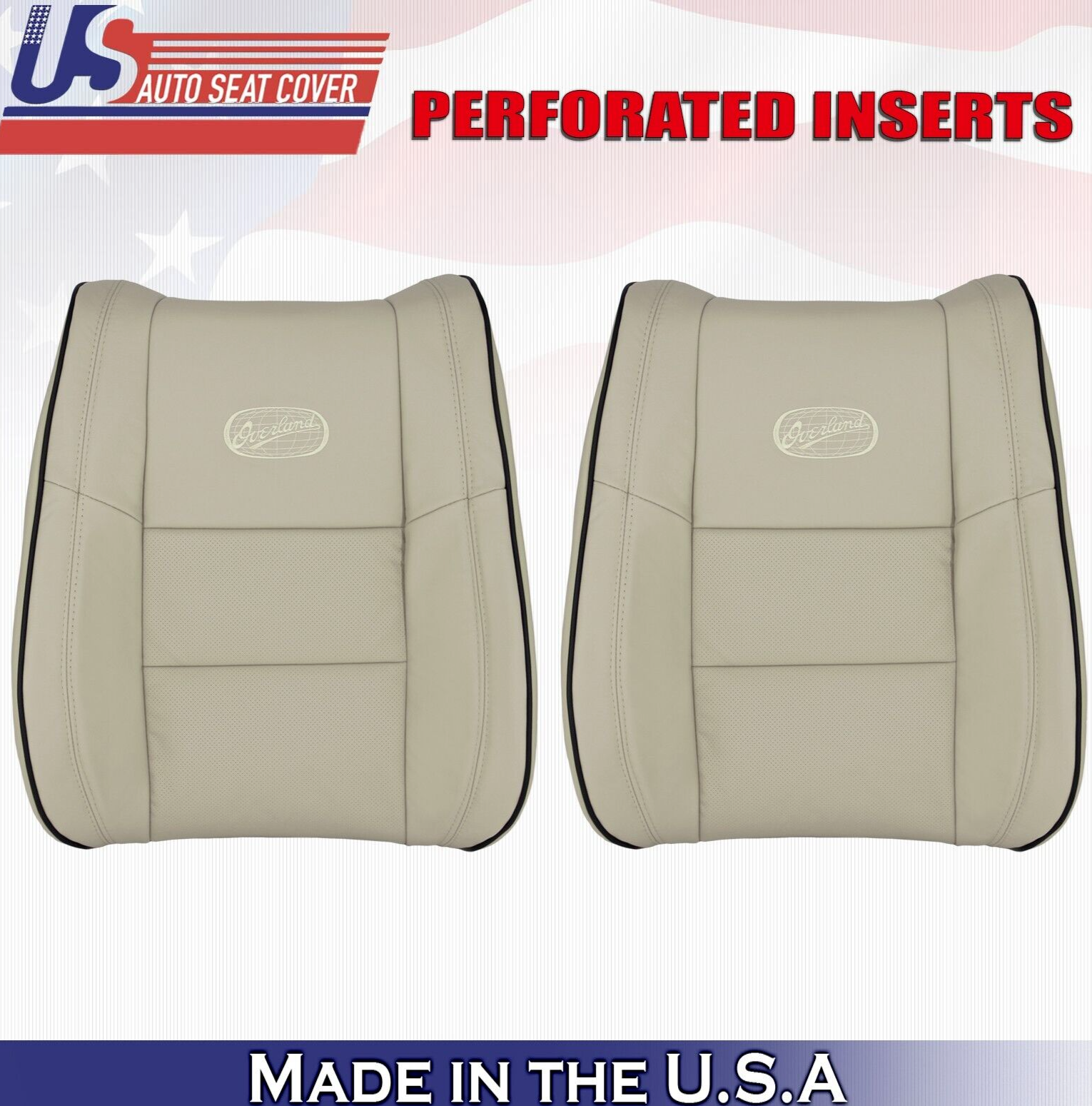 2016 Fits Jeep Grand Cherokee OVERLAND Driver & Passenger Top Leather Covers Tan
