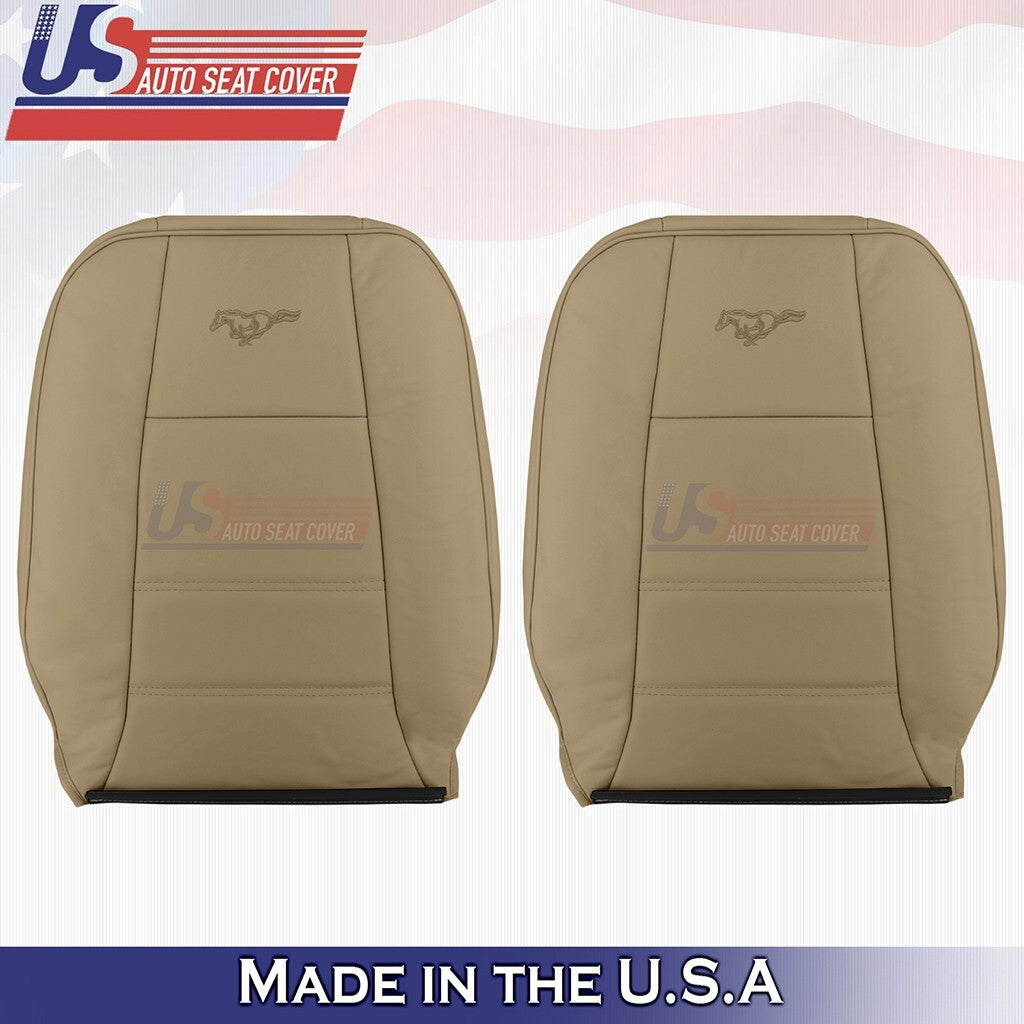 1999-2004 FITS Ford Mustang V6 Driver & Passenger Tops Genuine Leather Cover Tan