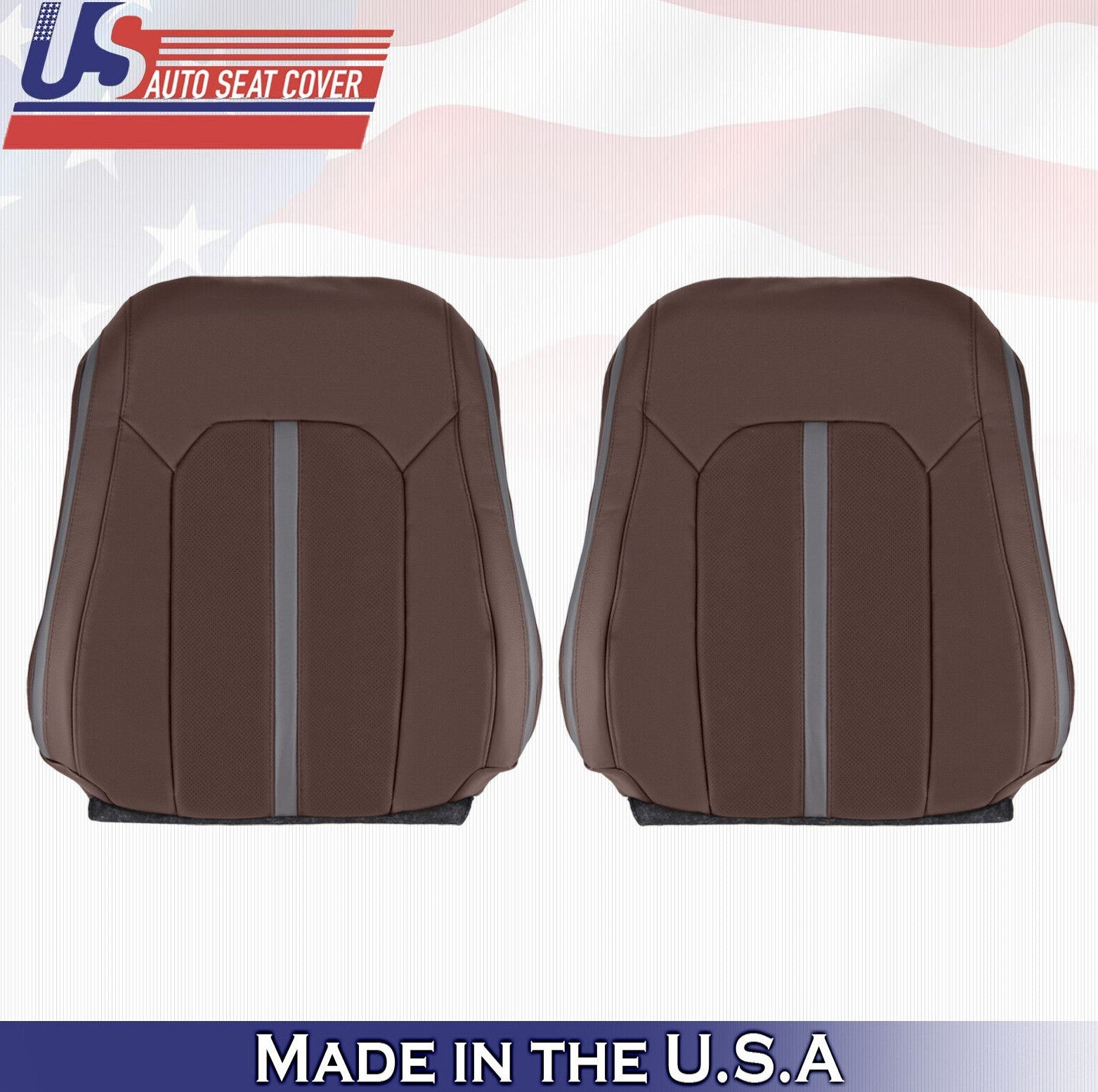 2016 For Ford F150 Platinum Driver & Passenger 2x Top Leather Seat Covers Brown