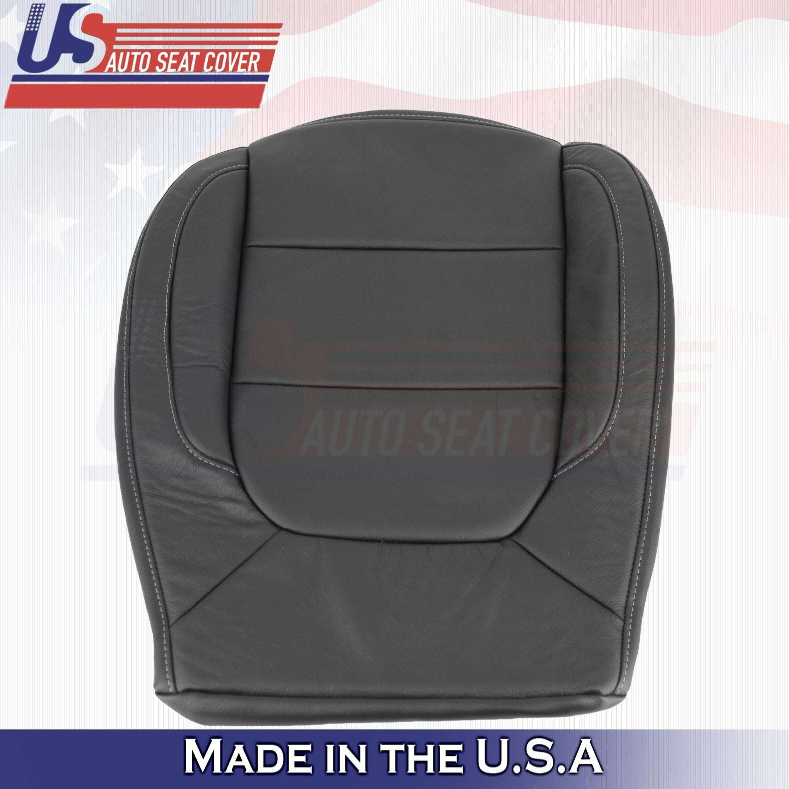 2019 to 2023 For GMC Sierra 1500 Front 2 Top & 2 Bottom Leather Seat Covers BLK