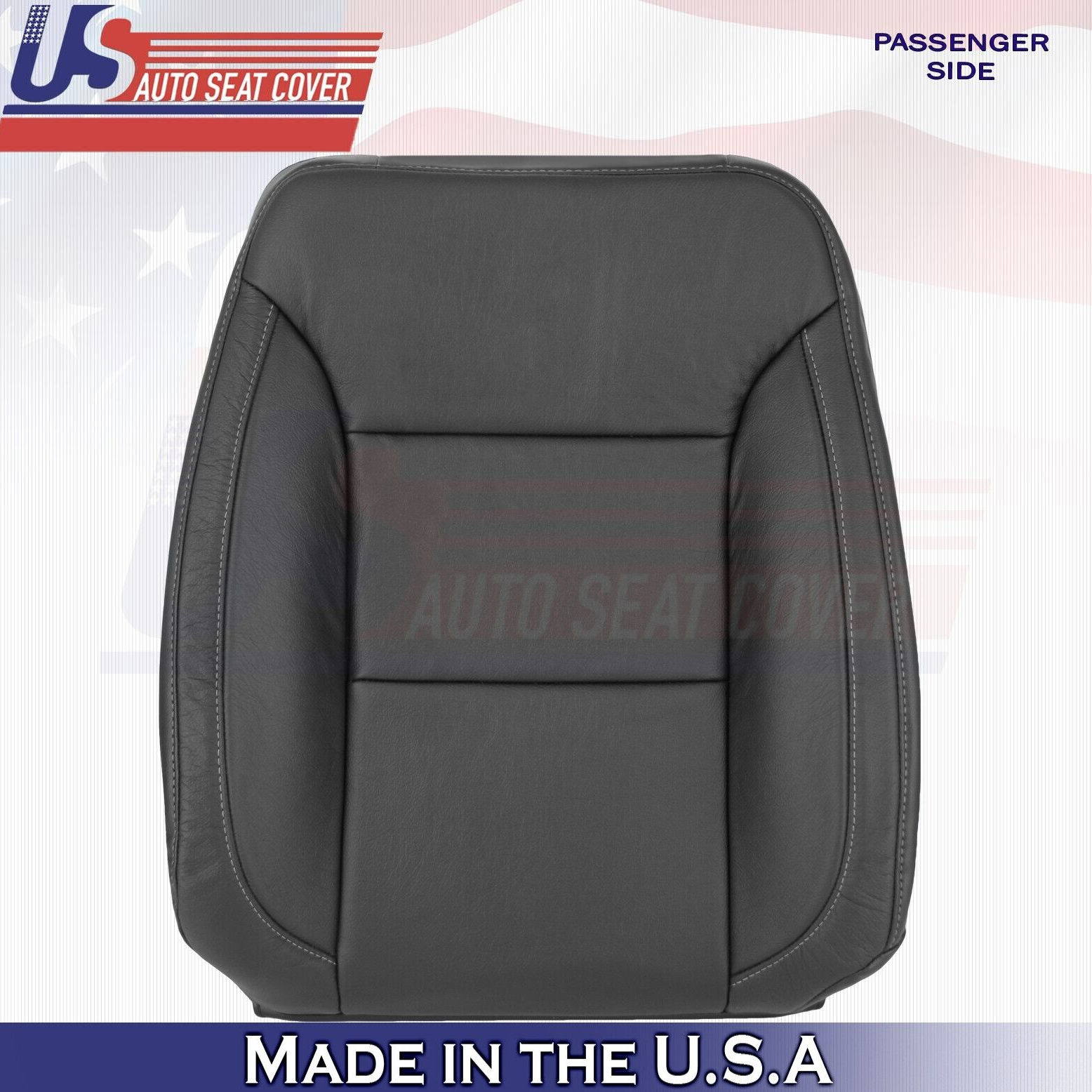 2021 2022 For Chevy Silverado 1500 WT Front Passenger Top Leather Seat Cover BLK