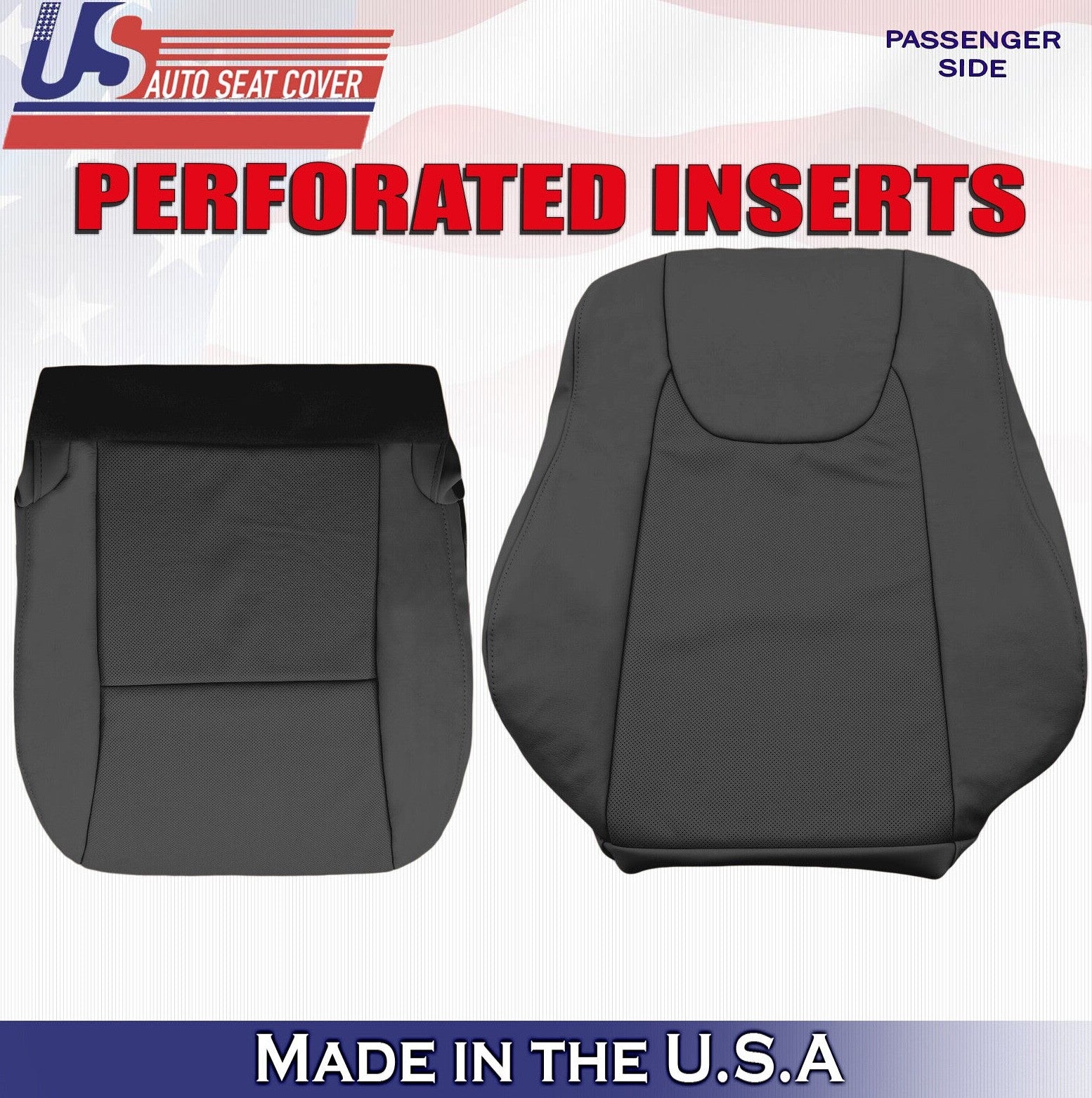 2010 to 2015 For Lexus RX350 Passenger Top & Bottom Leather Seat Covers Black