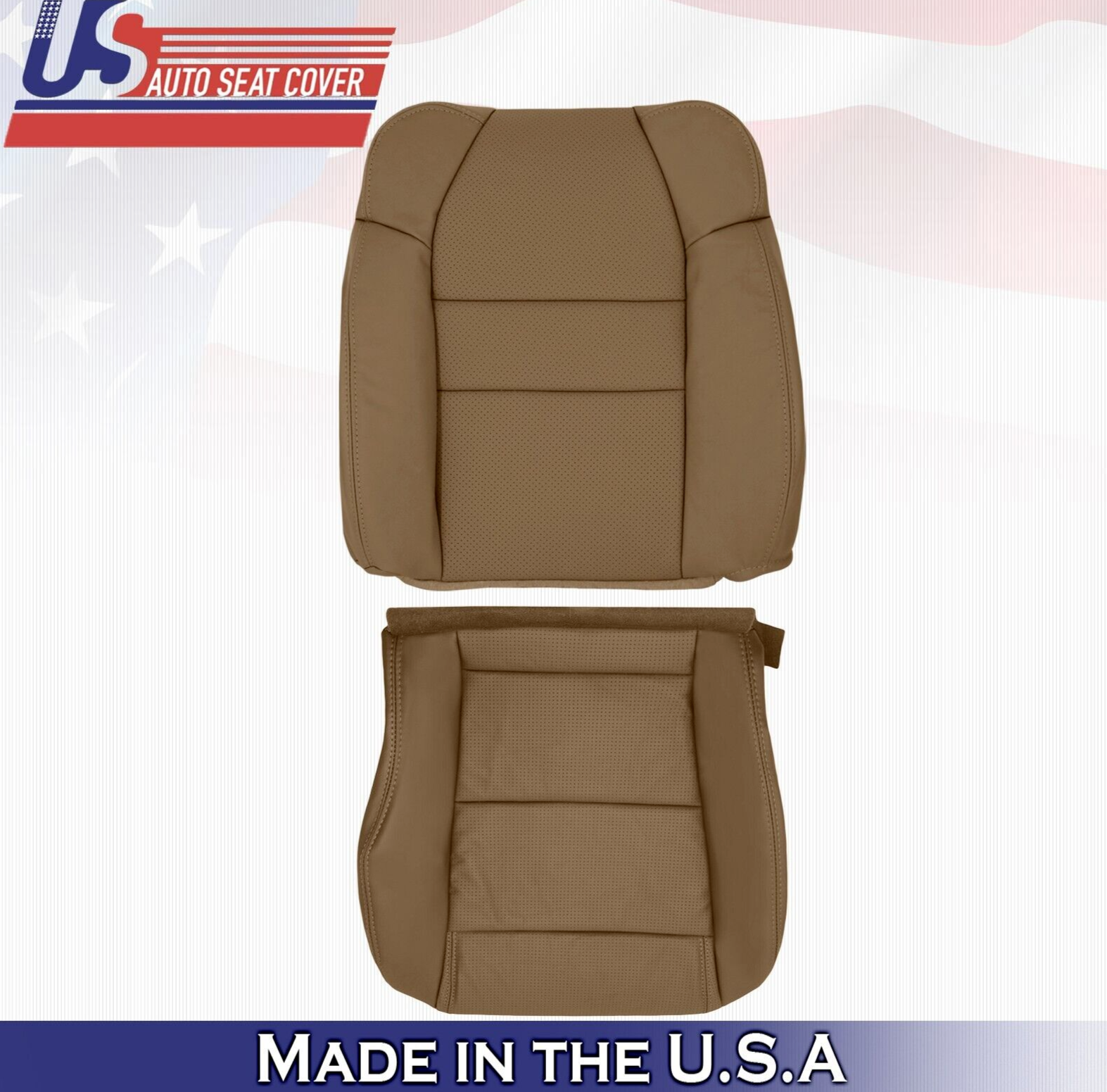 2003 2004 For Acura MDX Passenger Top Bottom Perforated Leather Seat Covers Tan
