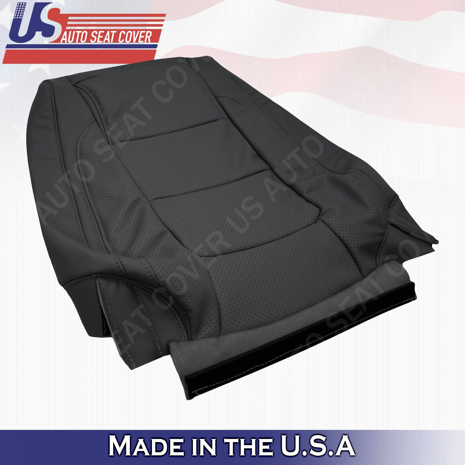 Front PASSENGER Top & Bottom Leather Perf Cover Black 2011 to 2015 Ford Explorer