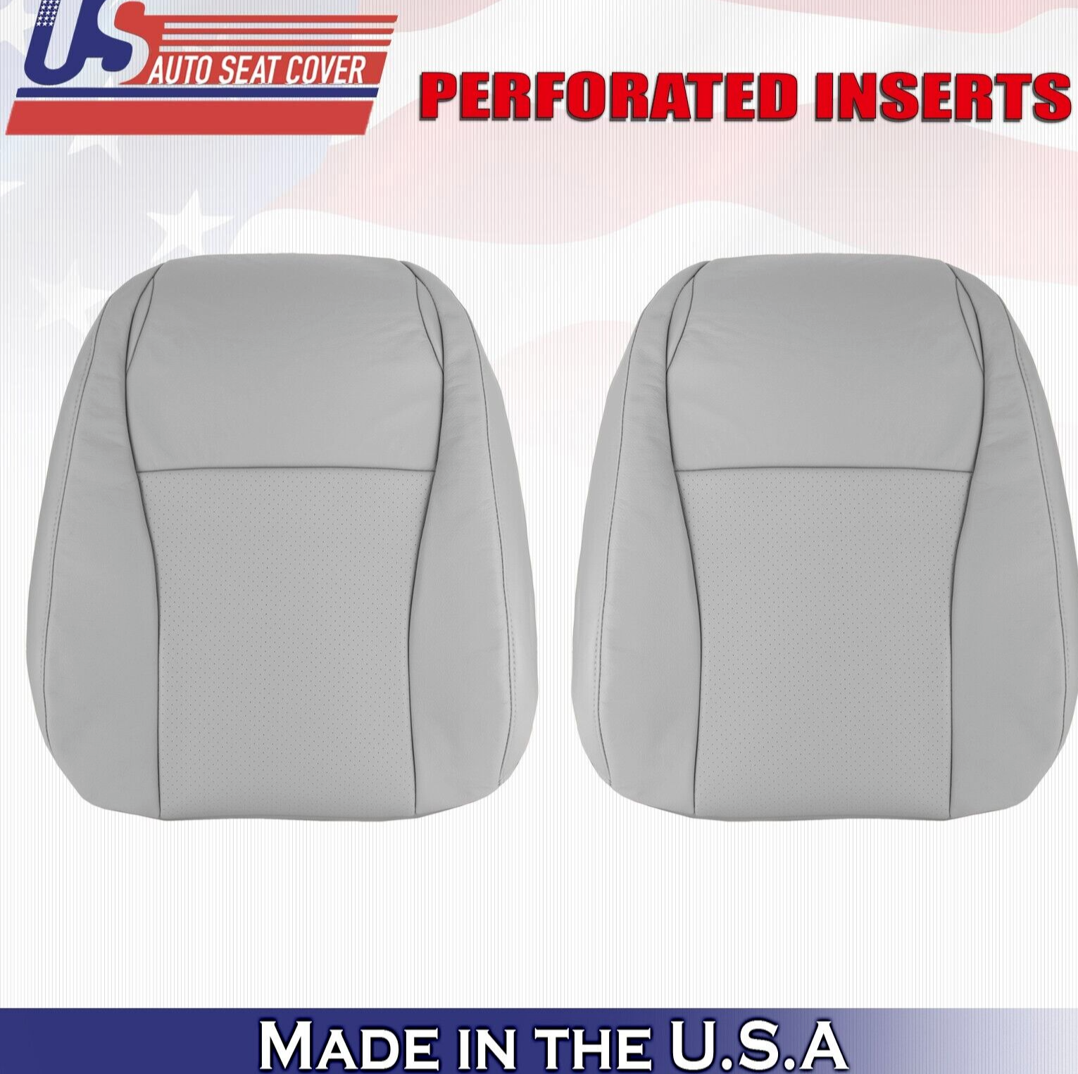 2008 2009 For Toyota Highlander Driver & Passenger Top Perf Leather Covers Gray