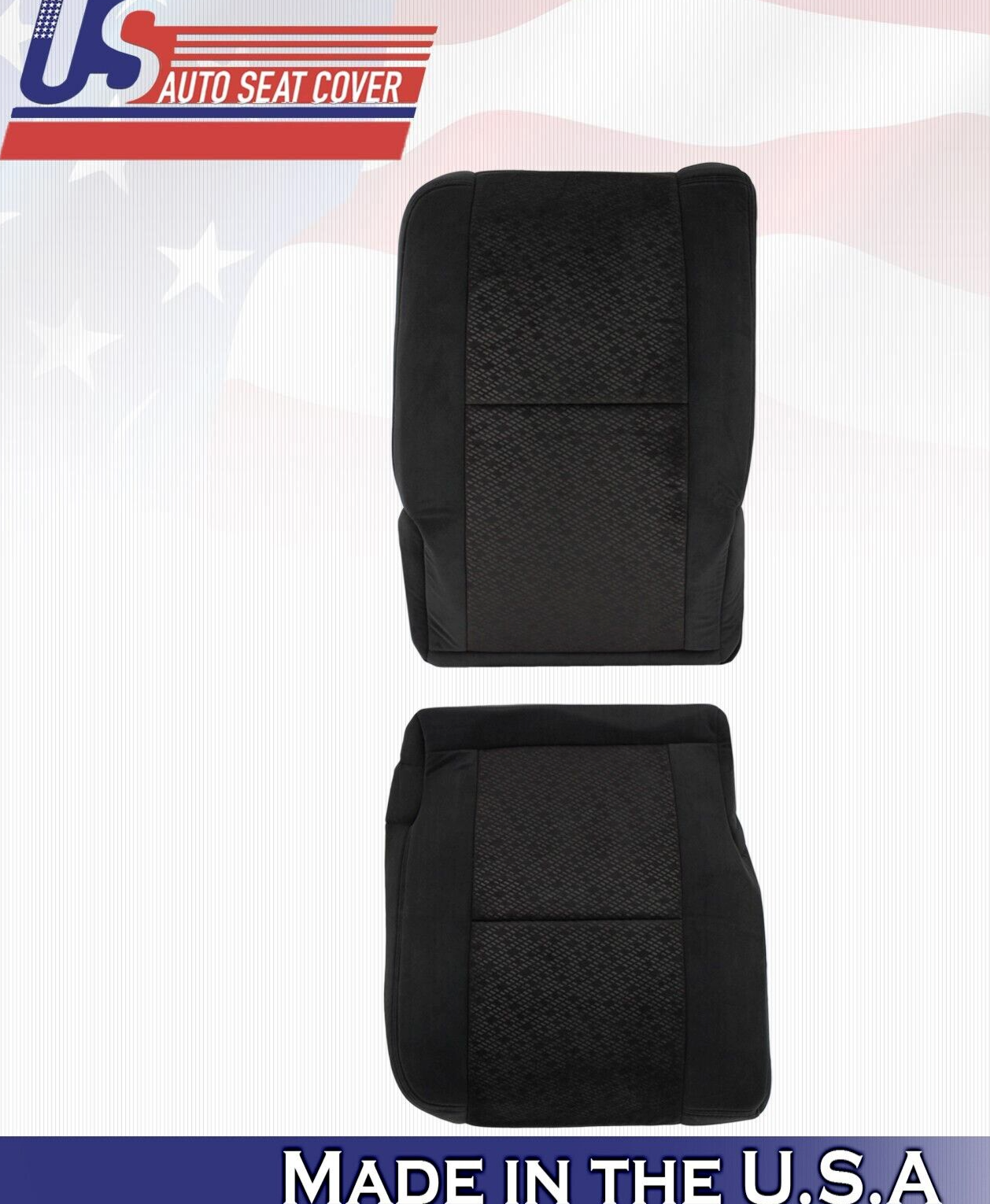 2009 For GMC Sierra 1500 2500 3500 Rear Passenger Top & Bottom Cloth Covers BLK