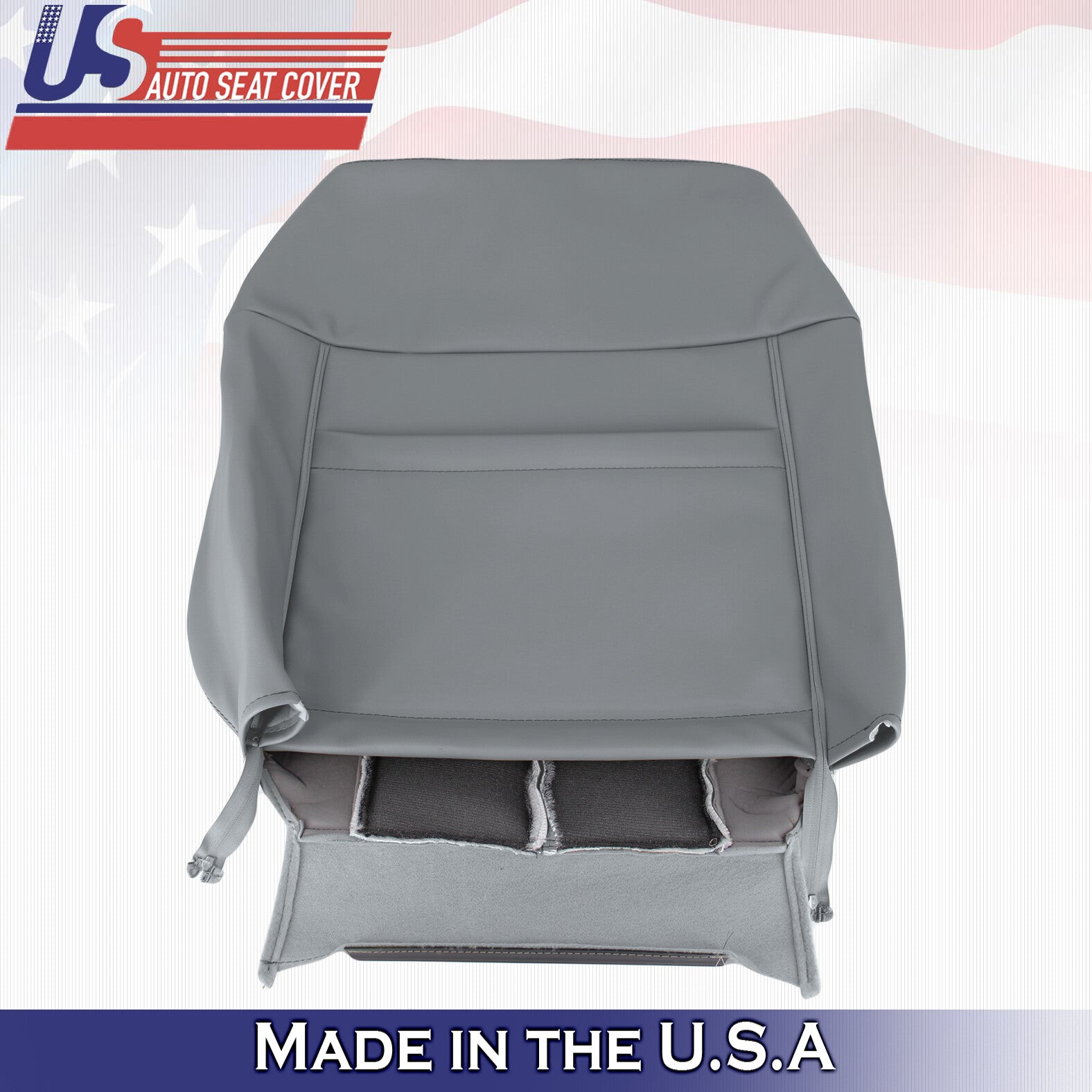 2014 Ford F150 Driver Side Top & Bottom Perforated Leather Seat Covers Gray