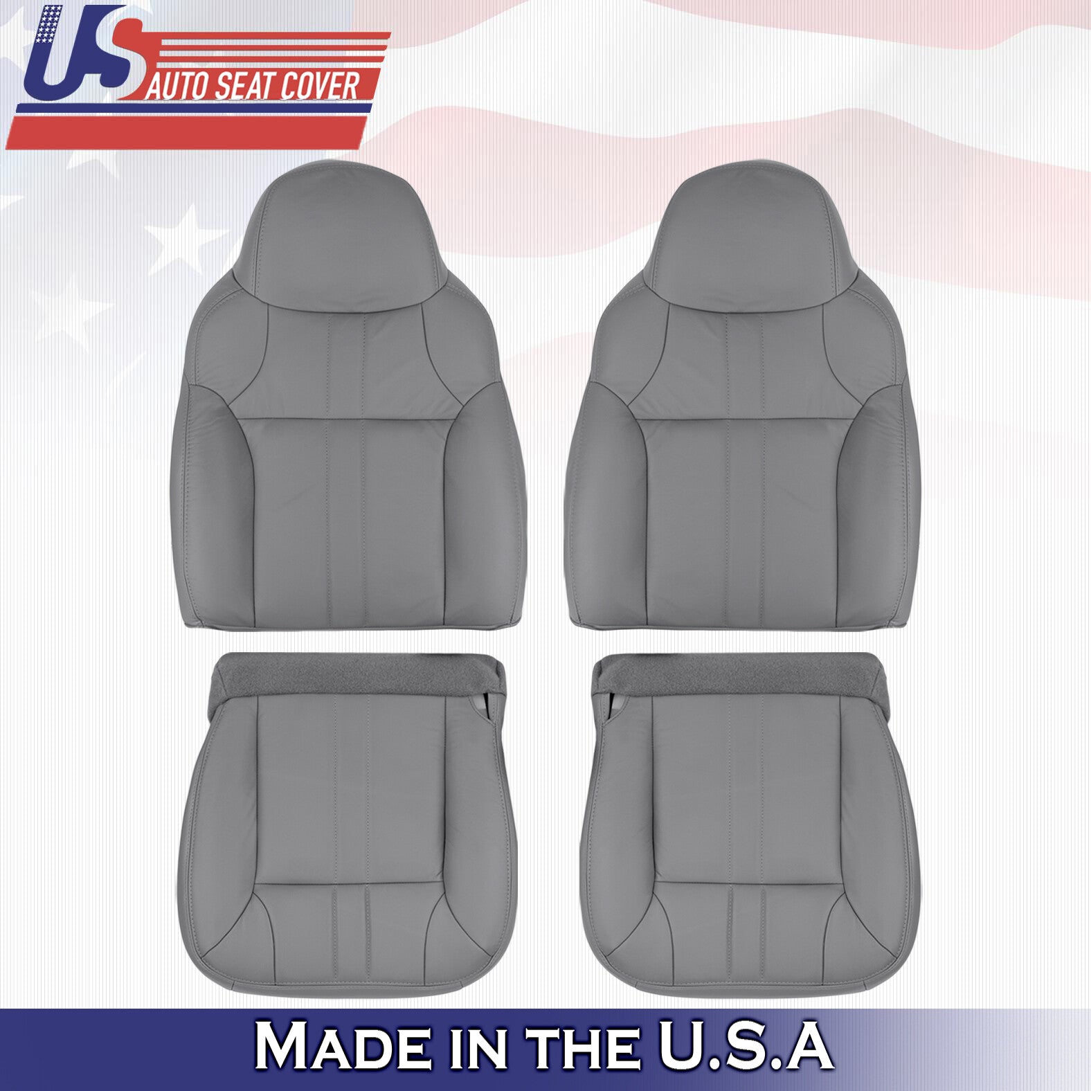 2000 For Ford Excursion Limited XLT 2x Top & 2x Bottom Leather Seat Covers Gray