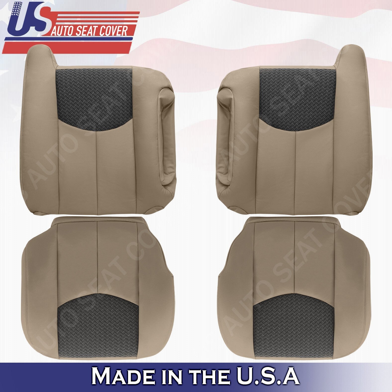 2003 to 2006 ForChevy Avalanche Driver Passenger  Set Leather/Cloth Cover Tan