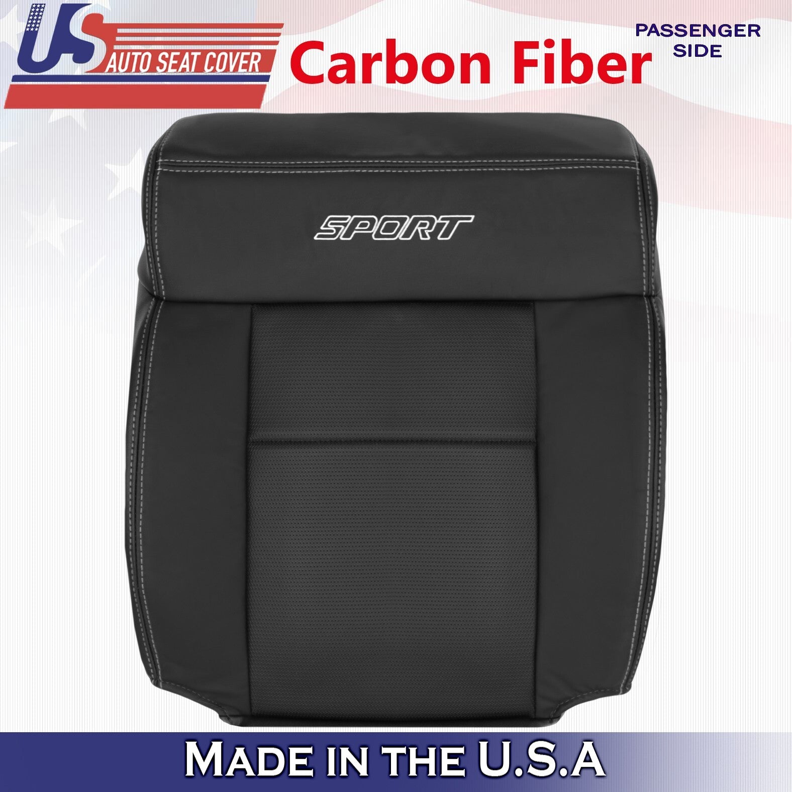 2004 to 2008 Fits Ford F150 Front Passenger Side Top Leather Seat Cover Black