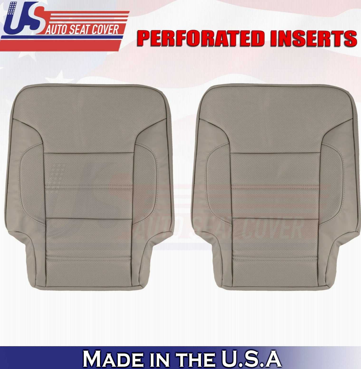 2018 For GMC Sierra Denali Rear Driver & Passenger Top Leather Seat Covers Tan