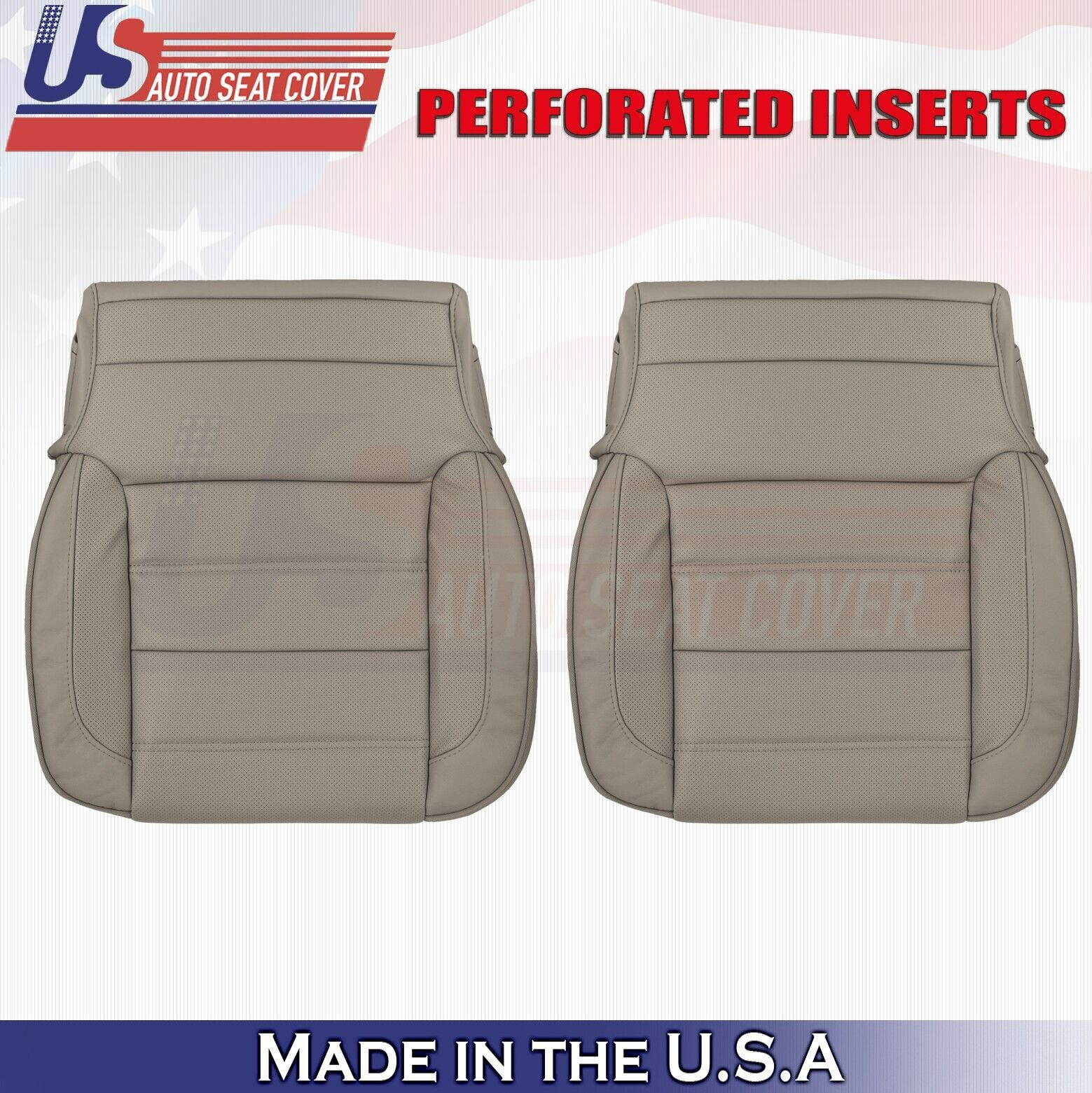 2015 For GMC Sierra Denali Driver Passenger Bottom Perf Leather Seat Covers Tan