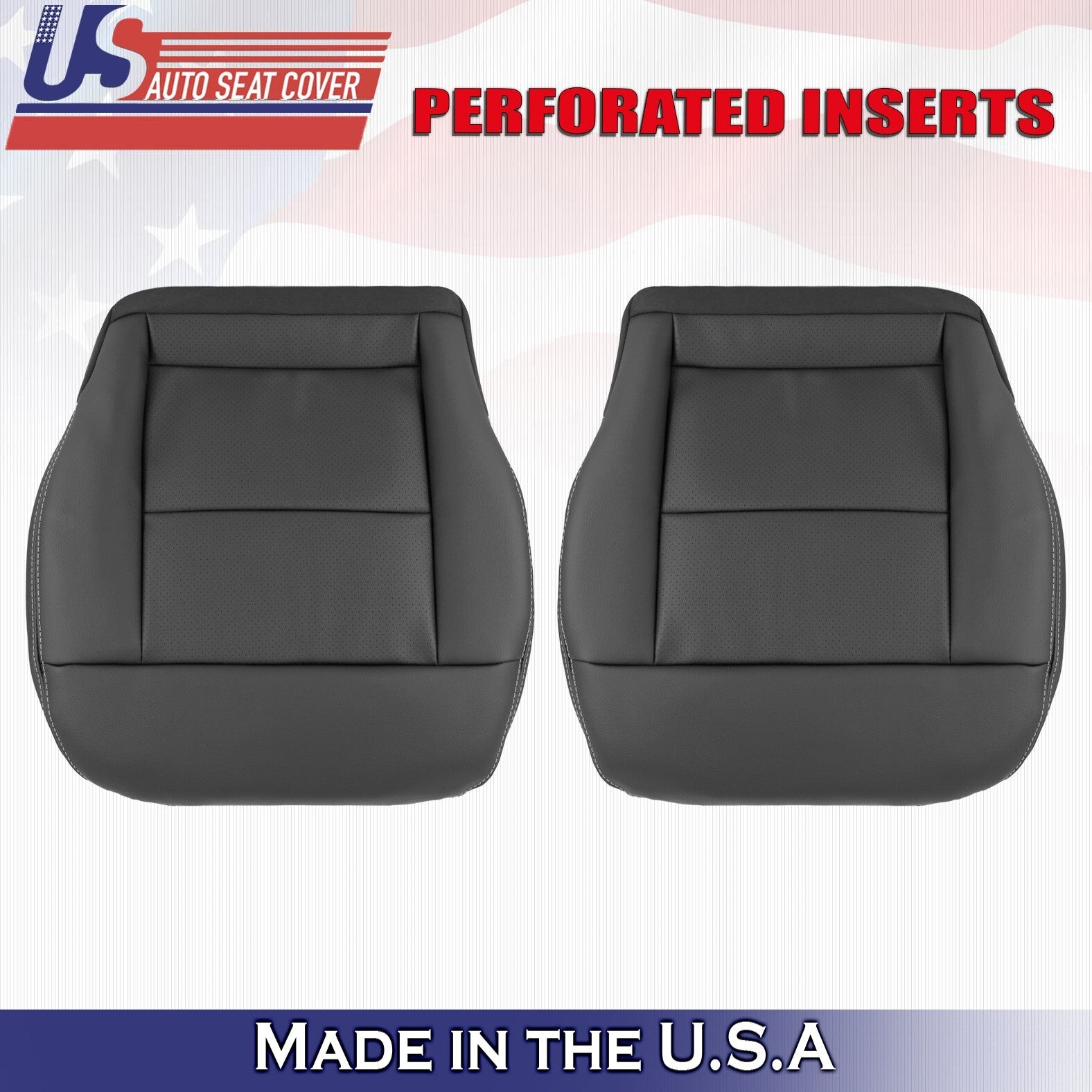 2010-2014 Fit Mercedes Benz E350 Driver & Passenger Top Bottom Leather Cover Blk