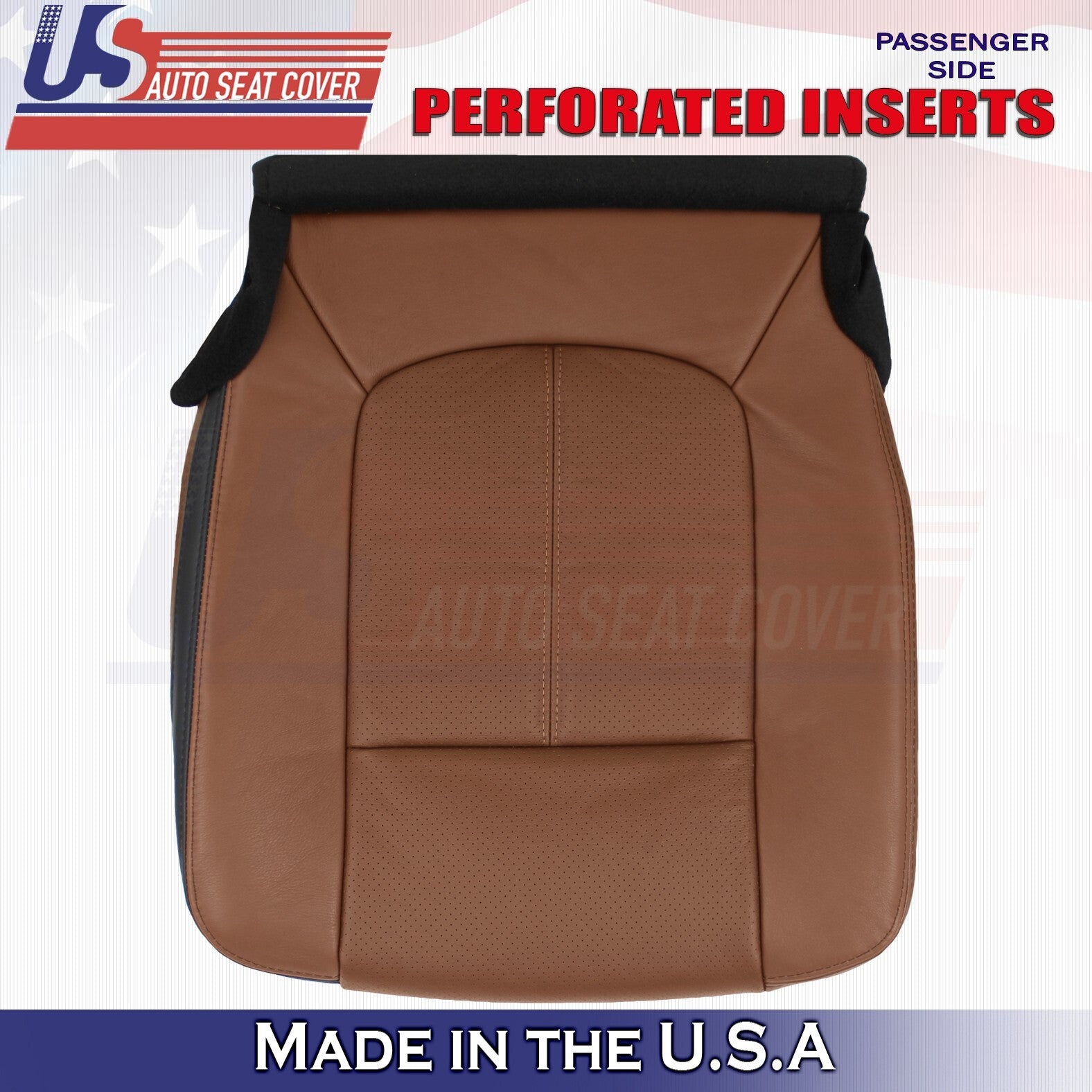 2013 to 2016 For Ford F250 Platinum Passenger Bottom Leather Seat Cover Brown