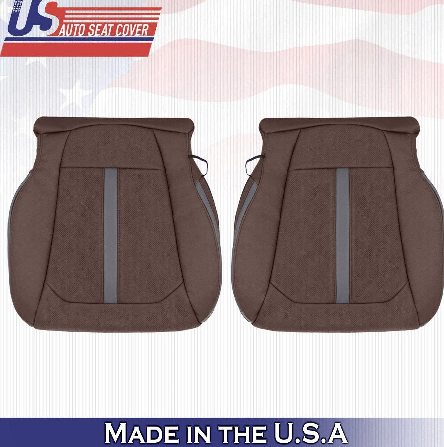 2019 For Ford F150 Platinum Driver & Passenger Bottom Leather Seat Covers Brown