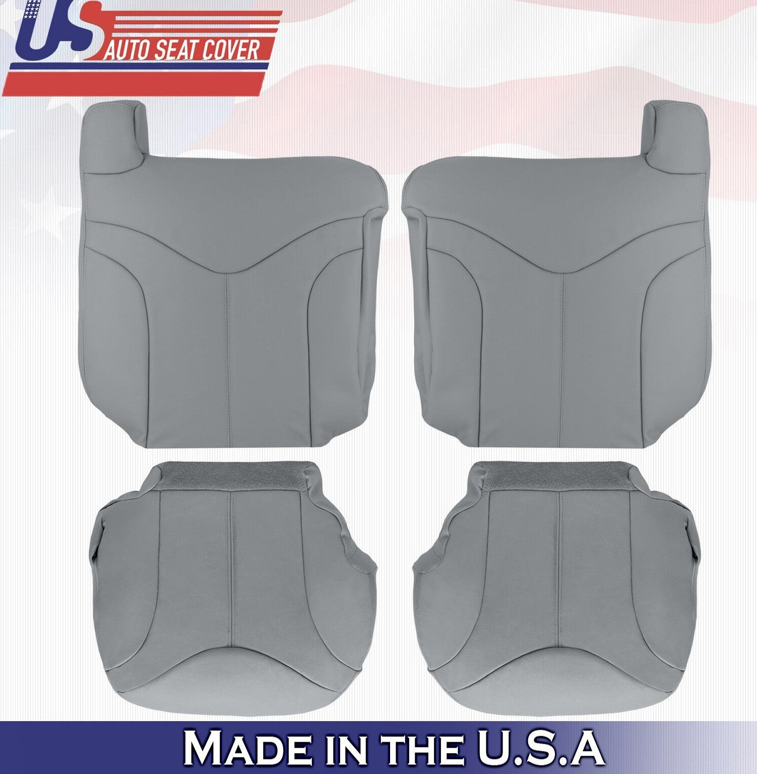 2001 2002 For GMC Yukon XL SLT SLE Front 2x Top & 2x Bottom Leather Covers Gray