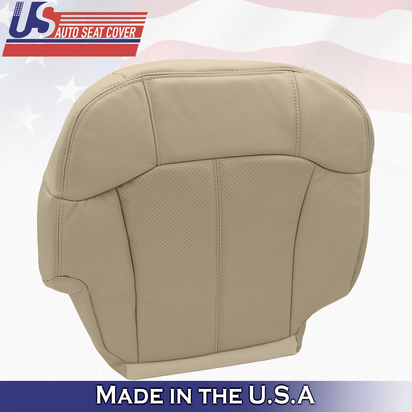 2002 For Cadillac Escalade Passenger Top & Bottom Perforated Leather Covers Tan