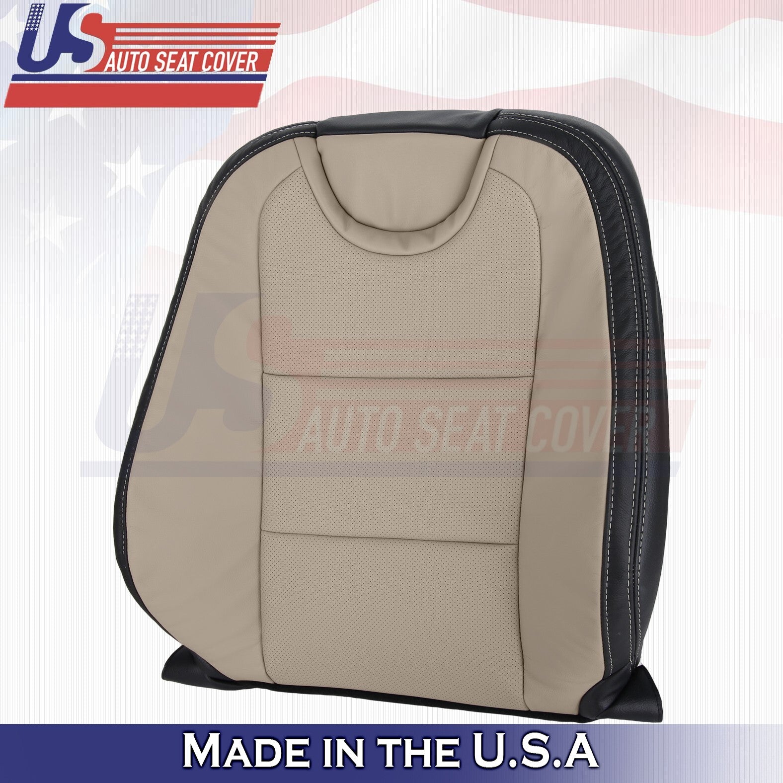2010-2015 FOR Chevy Camaro Passenger Bottom & Top Leather Seat Cover 2-tone Tan