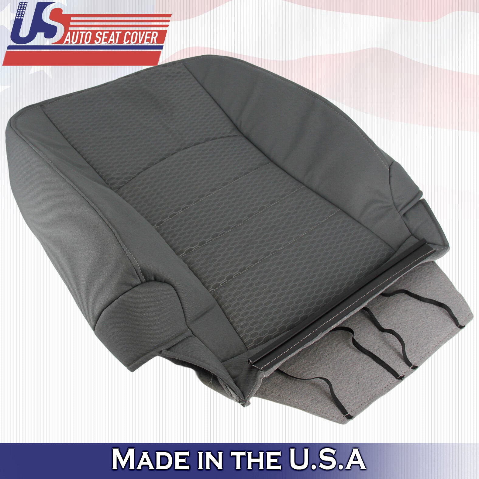 2013 to 2018 For Dodge Ram 1500 SLT Driver Passenger Top Cloth Seat Covers Gray