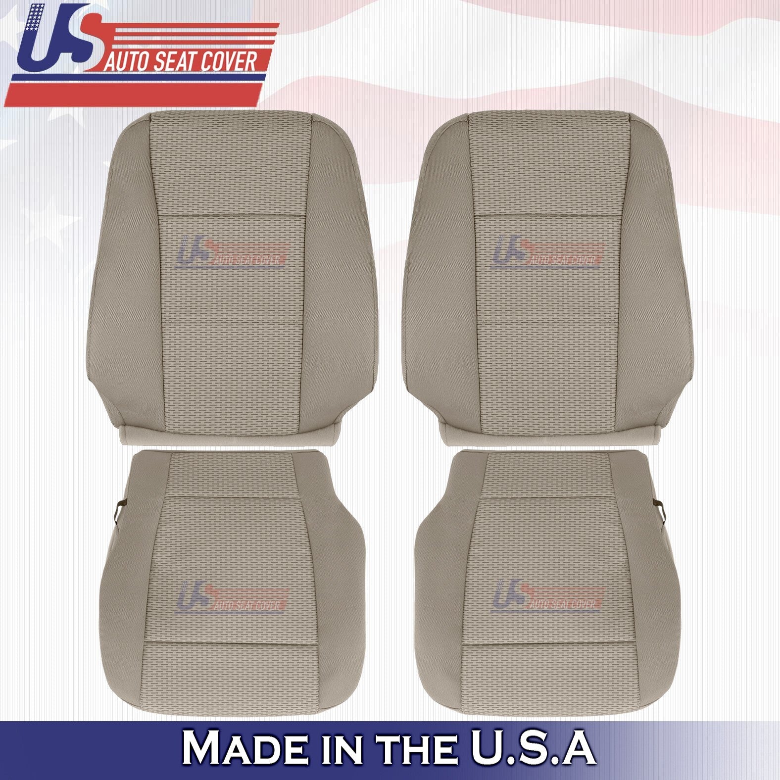2015 to 2019 Fits Ford F150 Driver & Passenger Top & Bottom Cloth Cover Tan
