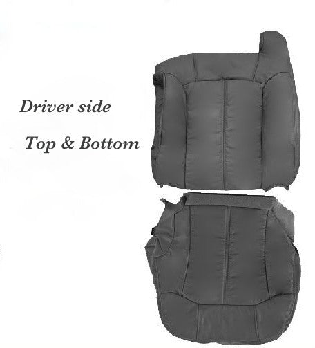 1999 2000 2001 2002 GMC Sierra Driver Bottom and Top Leather Seat Covers Gray922