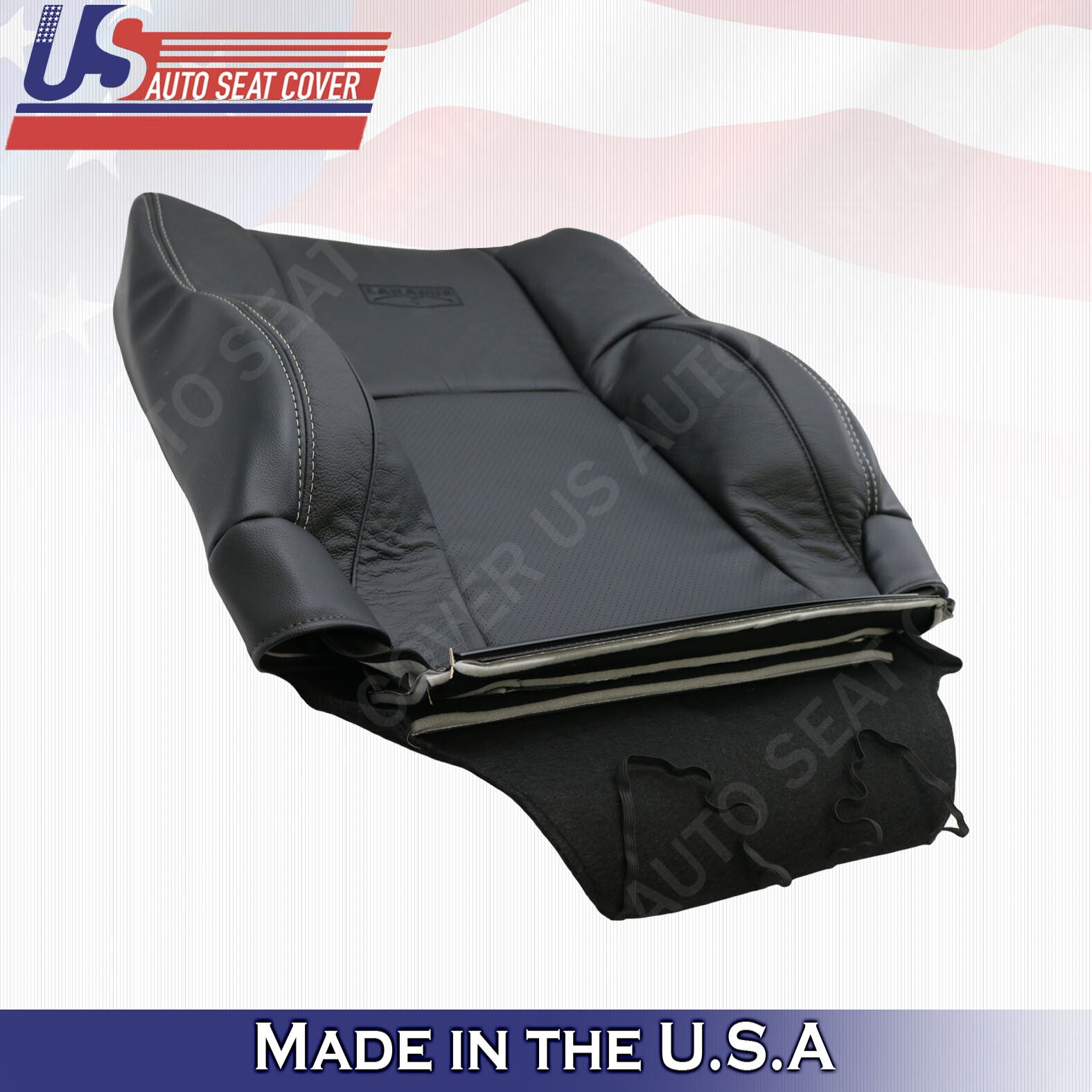 2009-2012 For Dodge Ram 1500 Laramie Driver & Passenger Tops Leather Cover Black