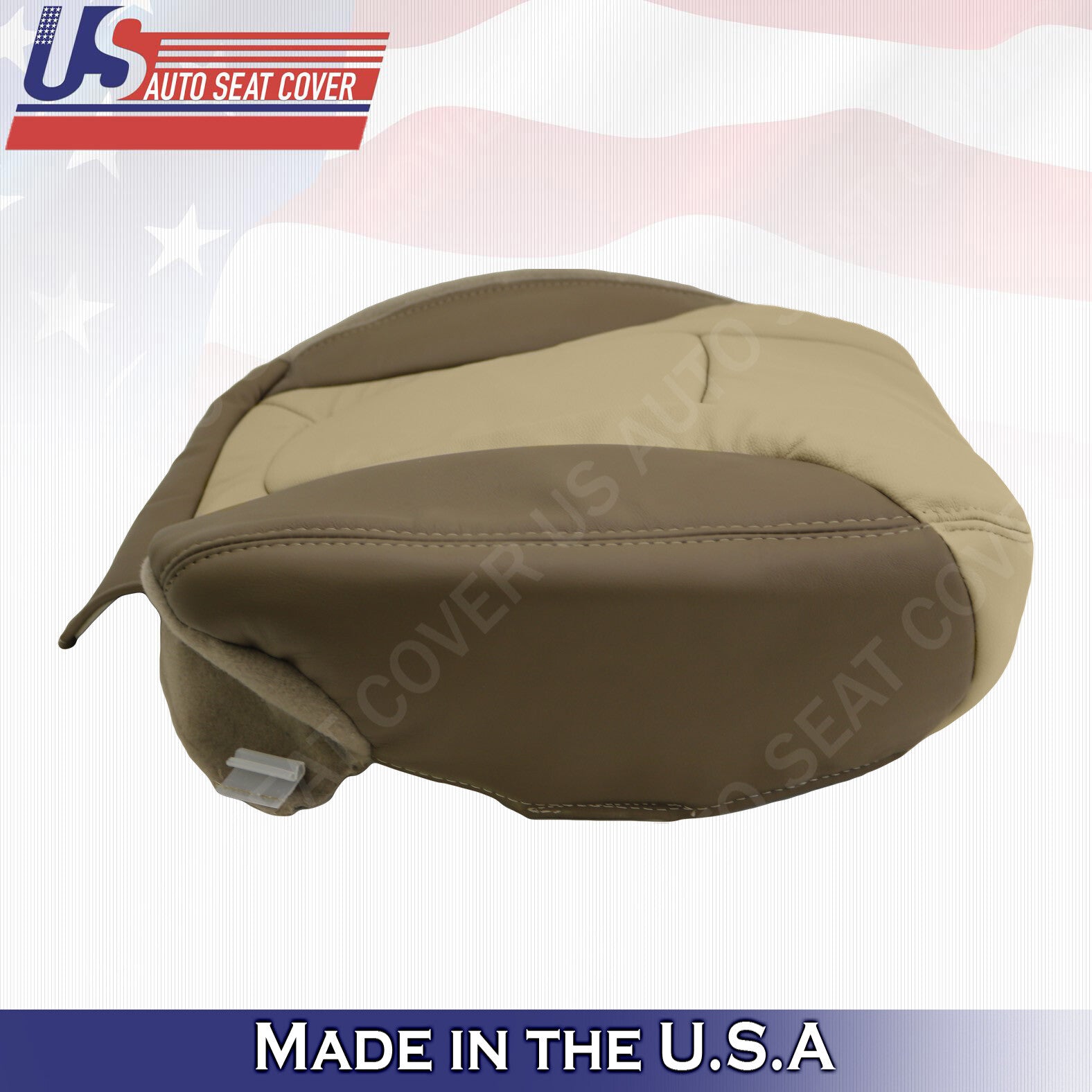 2002 to 2004 Chevy Trailblazer - Passenger Bottom Leather Seat Cover 2-Tone Tan