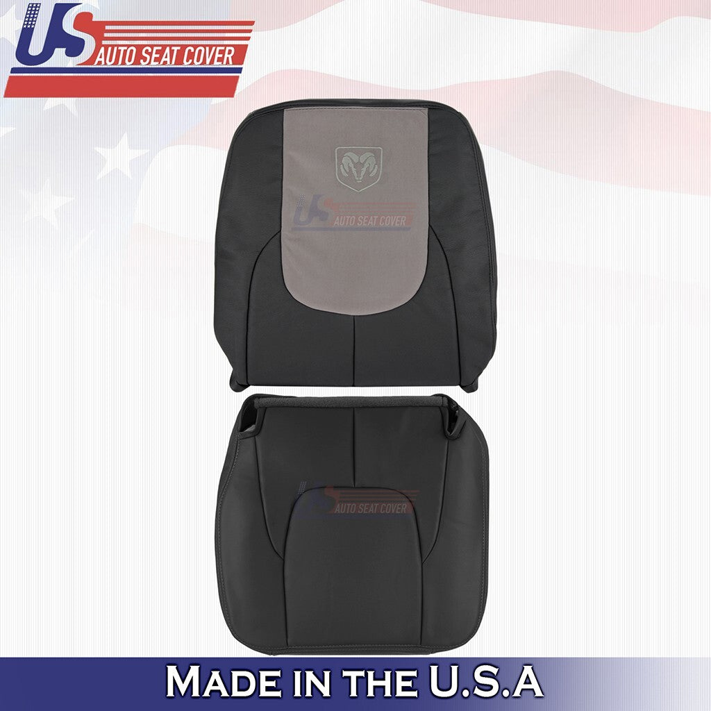 2002 2003 For Dodge Ram 2500 Laramie Driver Bottom&Top Leather/Suede Cover Black
