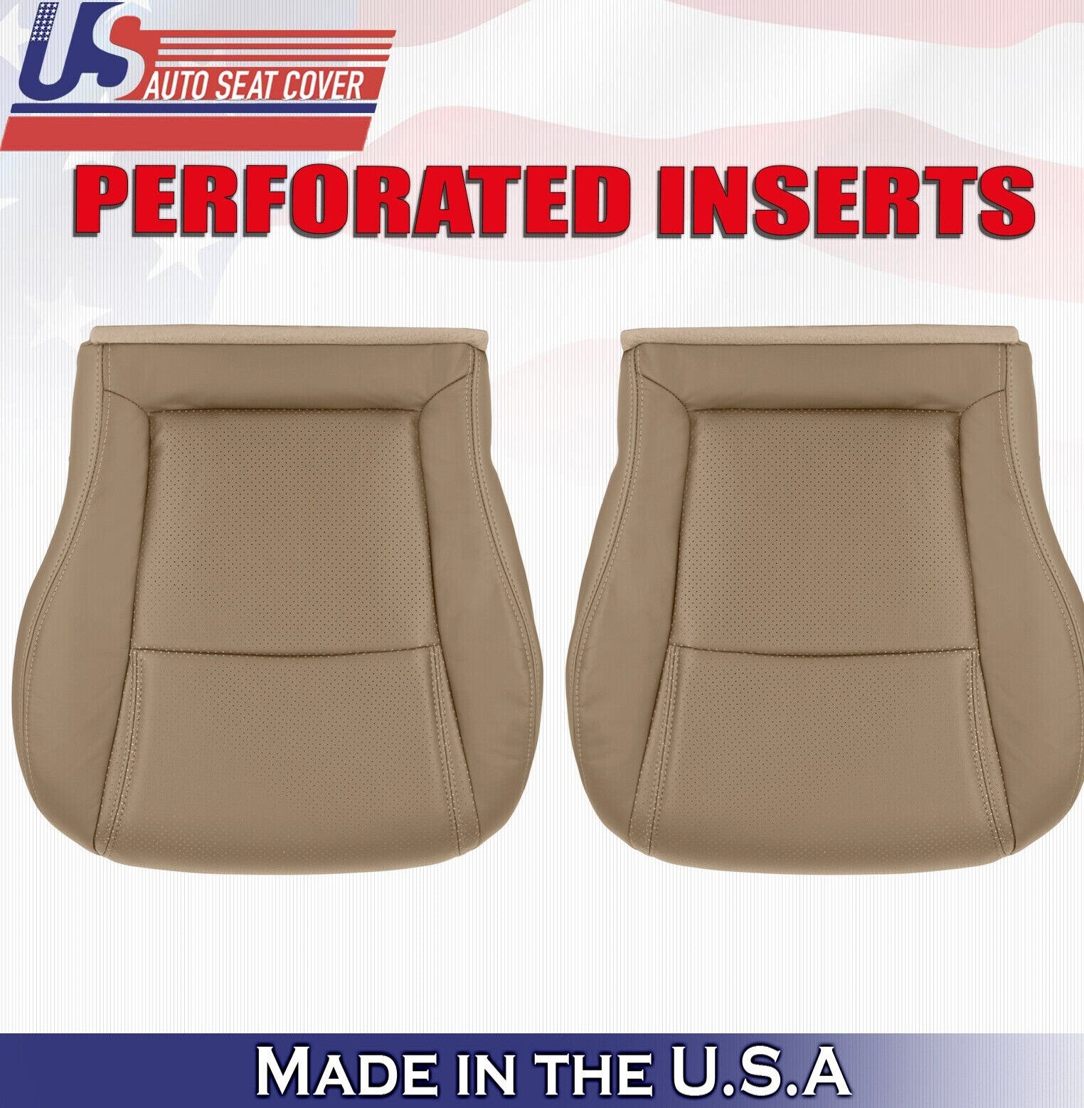 2003 For Honda Pilot Driver & Passenger 2x Bottom Synthetic Leather Covers Tan