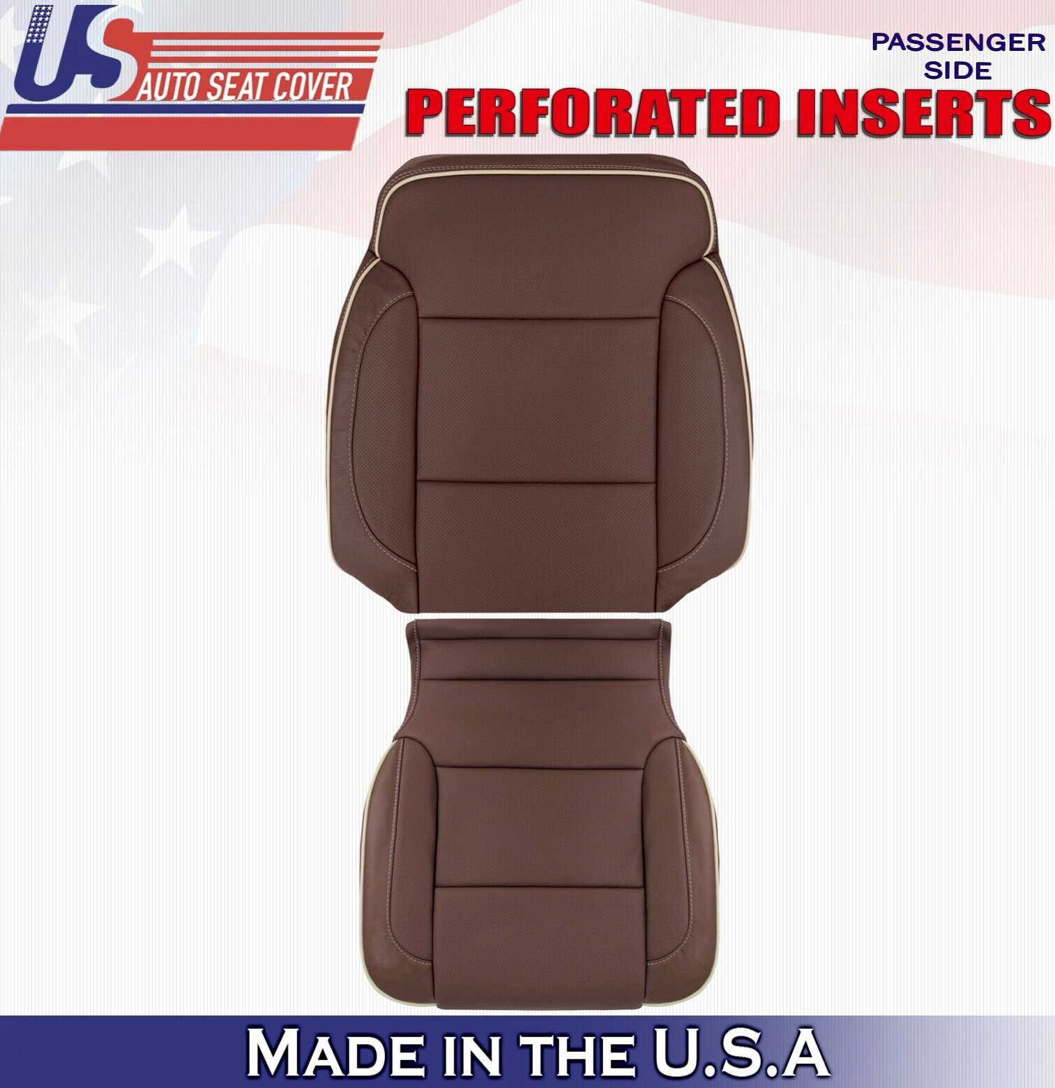2019 For Chevy Silverado High Country Passenger Top Bottom Leather Covers Brown