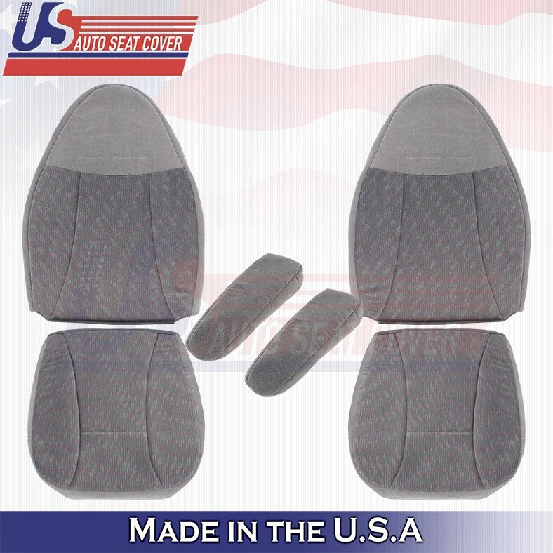 1992 - 1996 FITS Ford Bronco XLT Front Bottoms& Tops+ Armrests Cloth Cover Gray