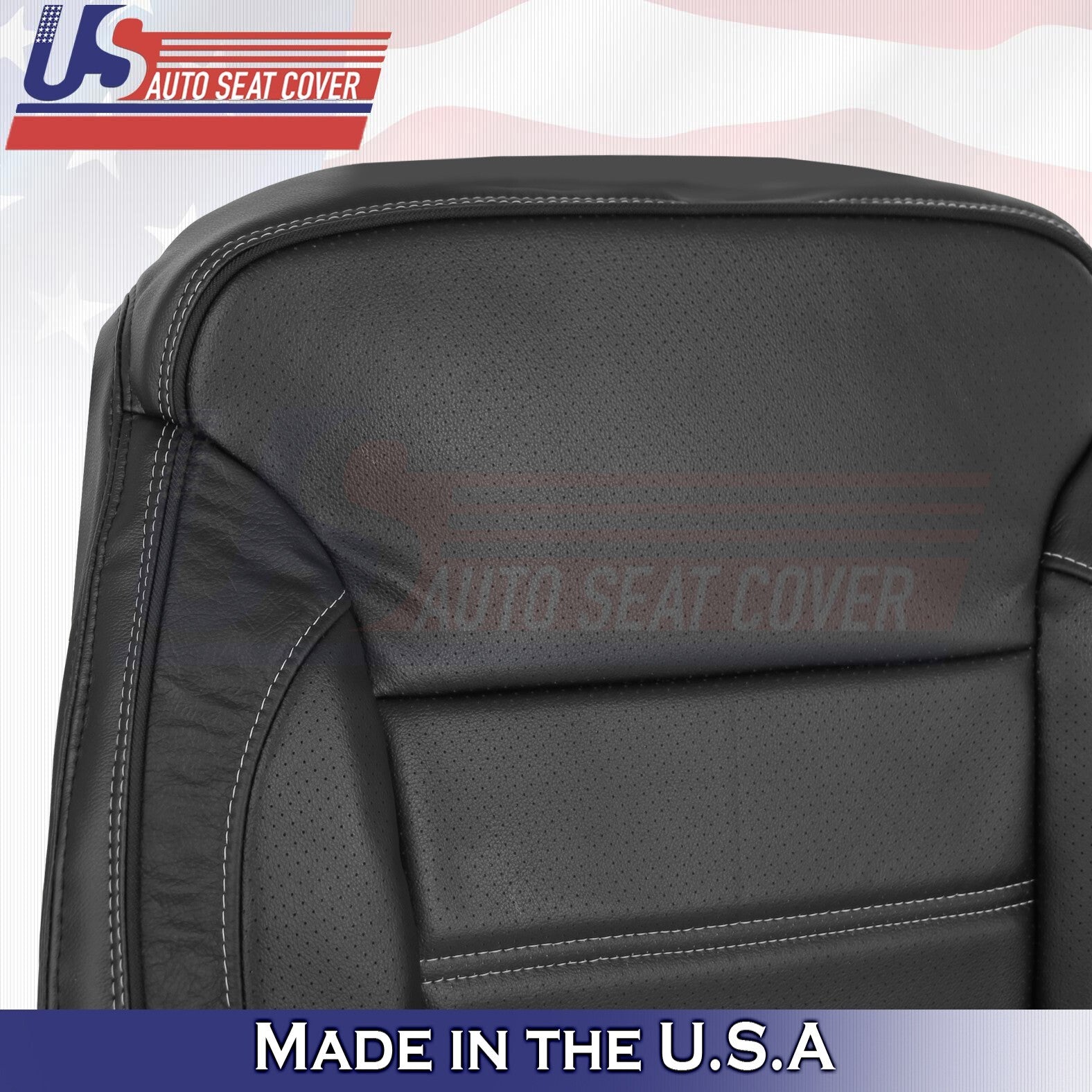 2014 to 2019 For GMC Denali Passenger Bottom & Top Leather Seat Cover Black