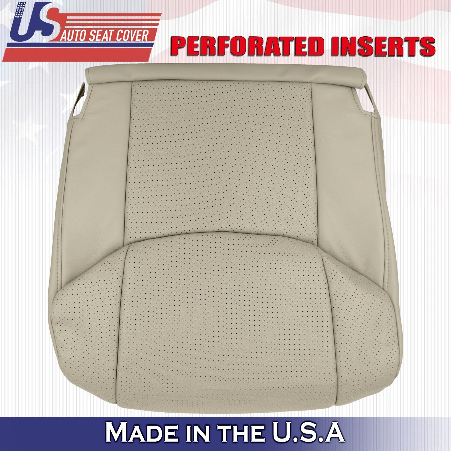 2006 For Toyota Avalon Driver & Passenger 2 Bottom Perforated Leather Covers Tan