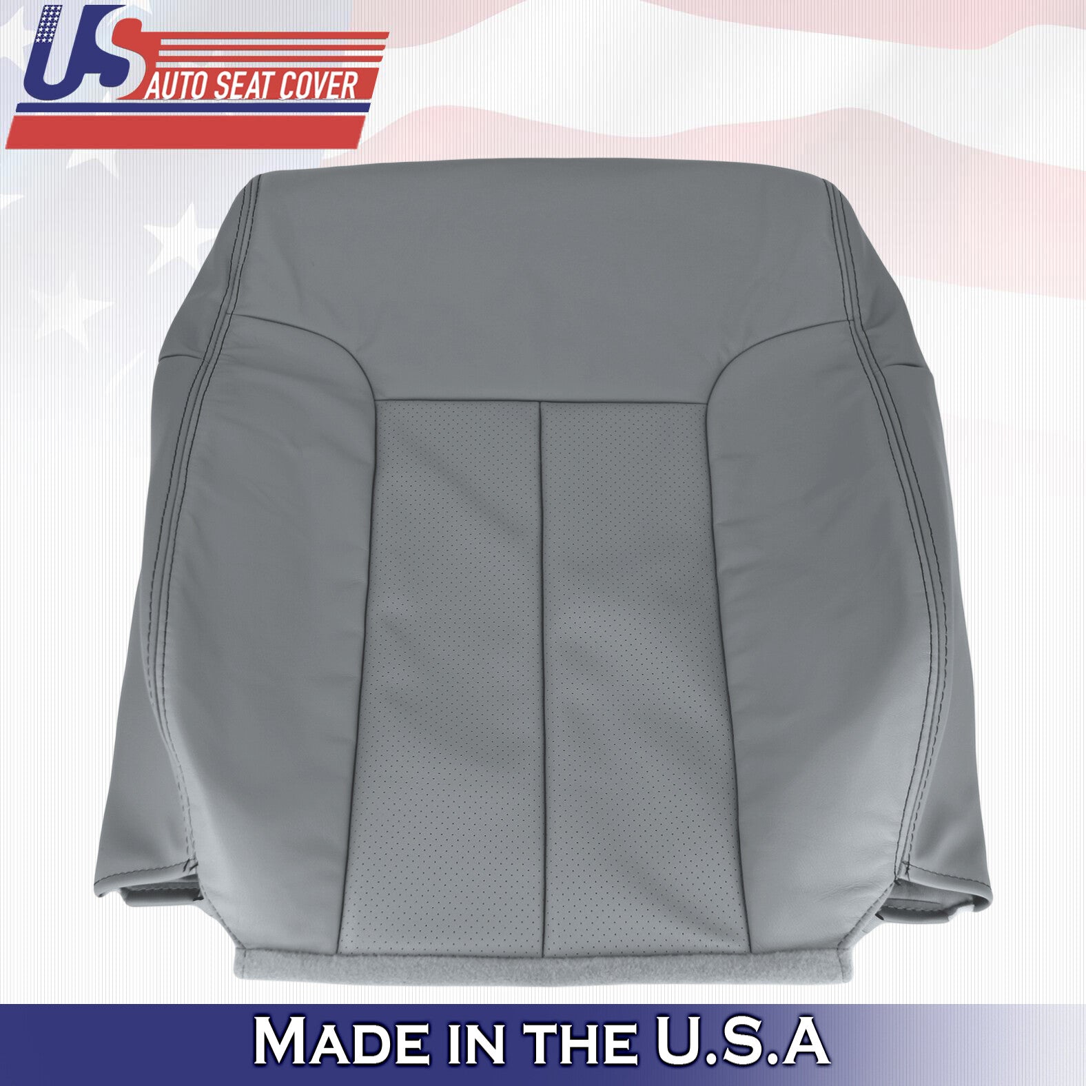 2014 Ford F150 Driver Side Top & Bottom Perforated Leather Seat Covers Gray