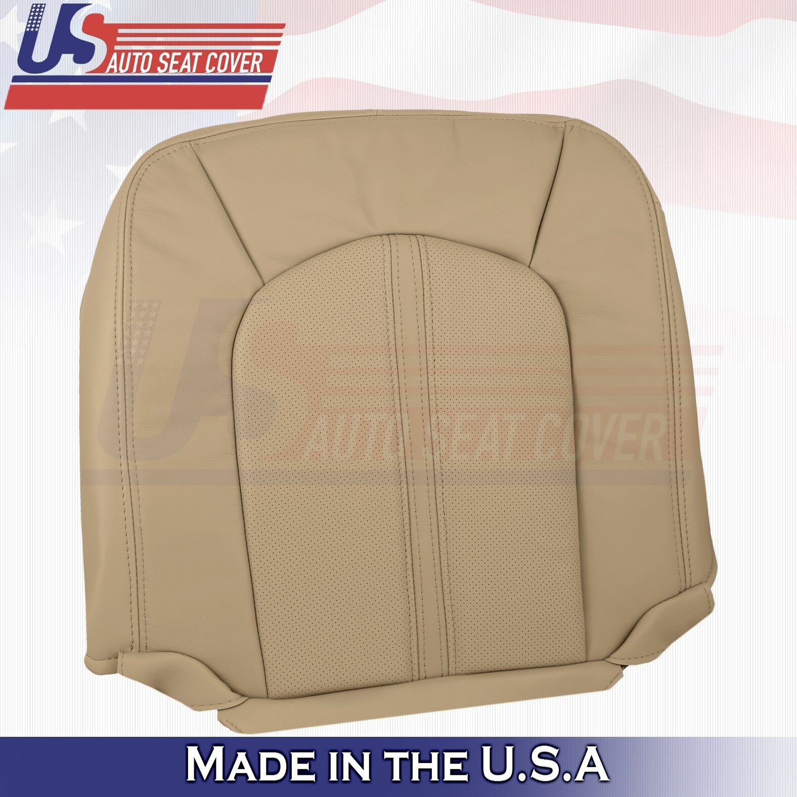 2008 to 2013 For Cadillac CTS Front Driver Top & Bottom Leather Seat Covers Tan
