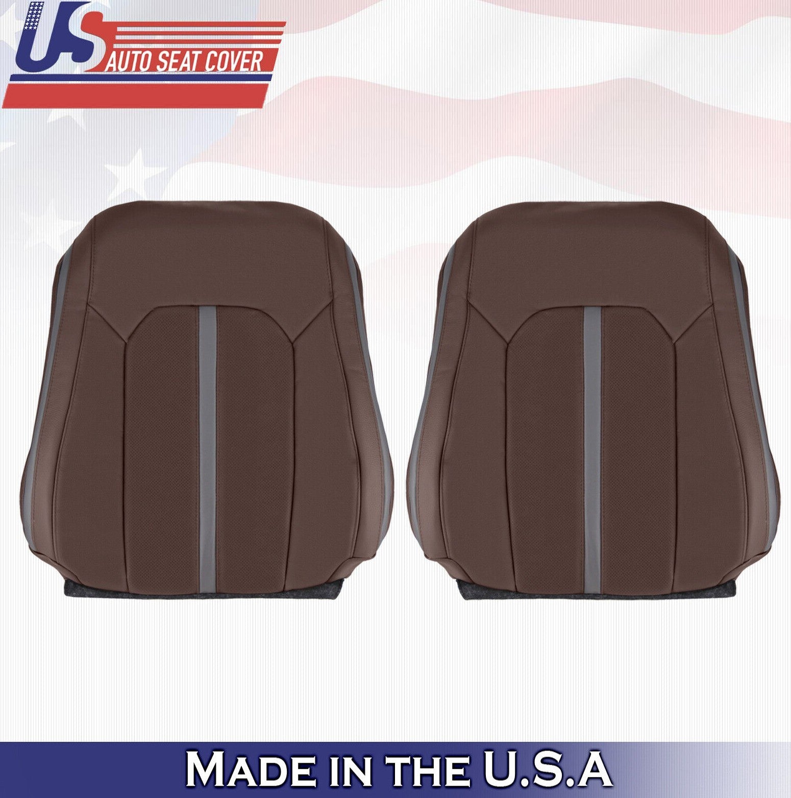 2018 For Ford F150 Platinum Driver & Passenger 2x Top Leather Seat Covers Brown