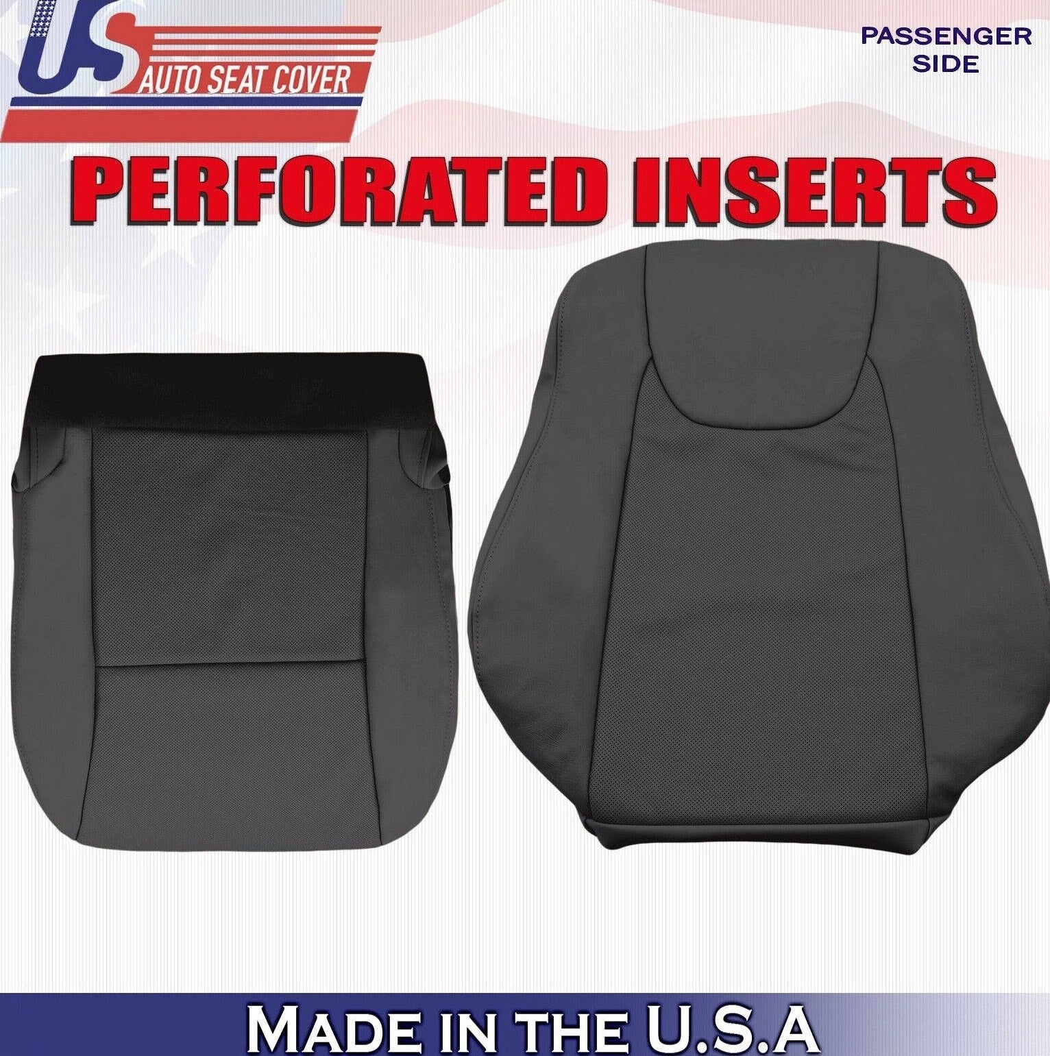 2015 For Lexus RX350 RX450H Passenger Top & Bottom Perf Leather Seat Covers BLK