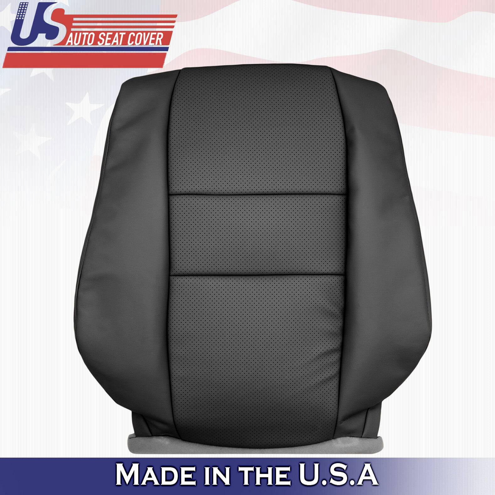For 2005 to 2008 Acura RL Passenger Top & Bottom Leather Cover Black Perforated