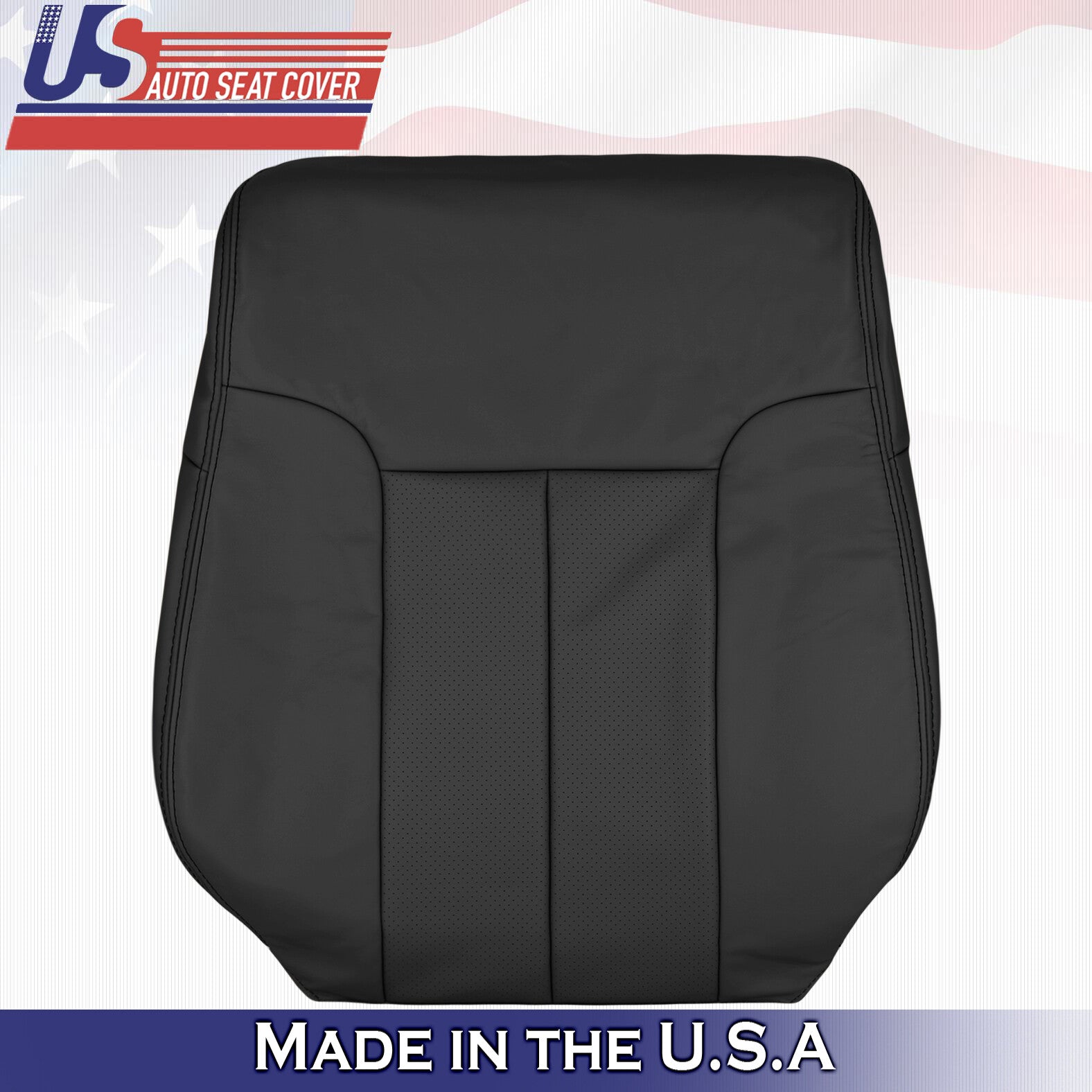 2011 For Ford F150 Passenger Top & Bottom Perforated Leather Seat Covers Black