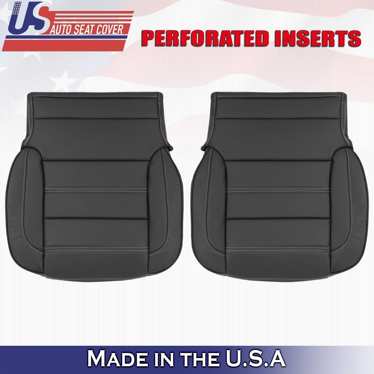 2014-2019 For GMC Sierra Denali Driver & Passenger Bottom Leather Cover Black