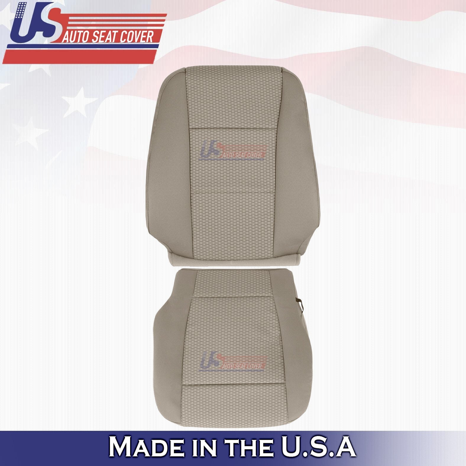 2015 to 2019 Fits Ford F150 Driver Bottom & Top Cloth Seat Cover Light Camel Tan